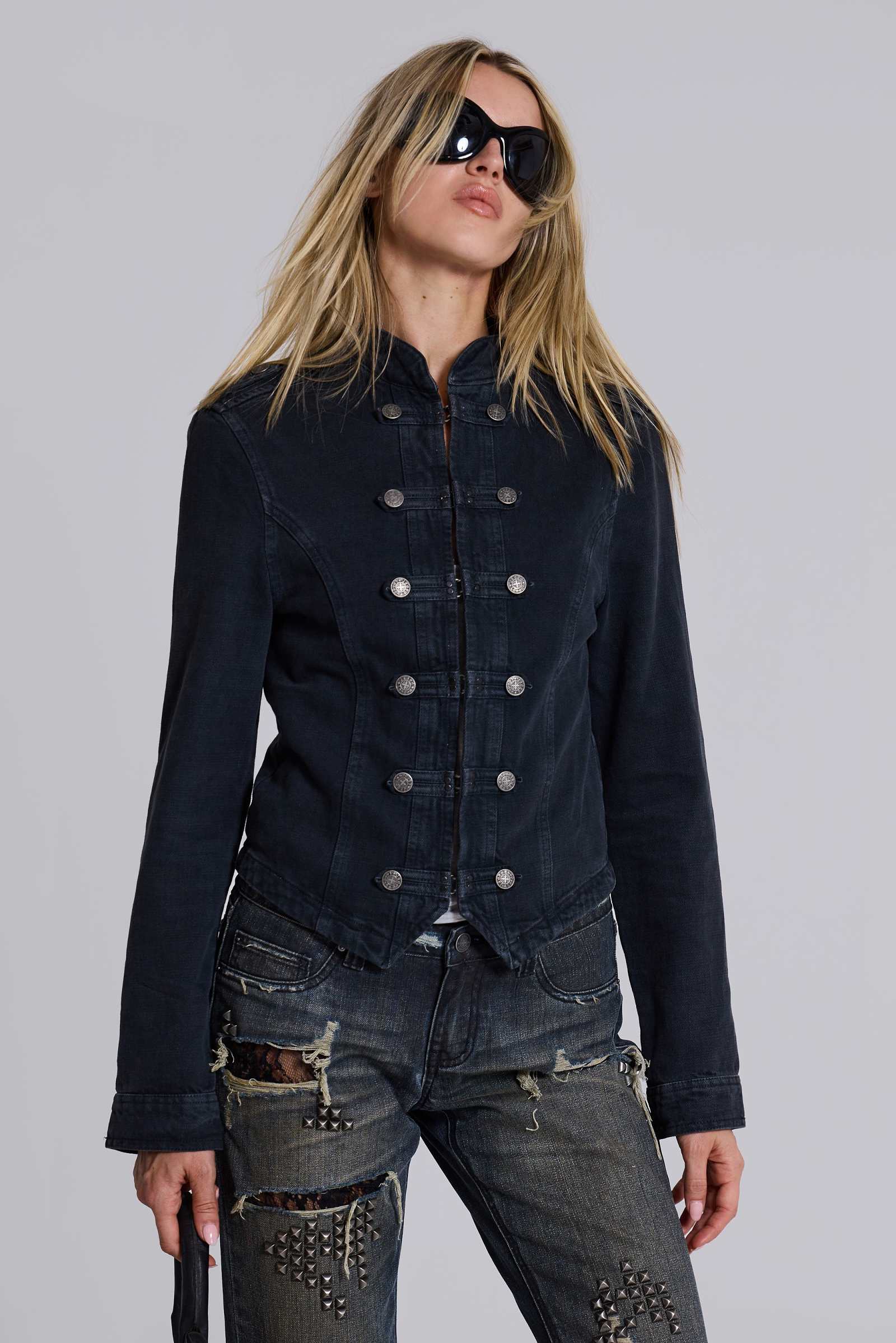 Rebel Military Jacket in Washed Black