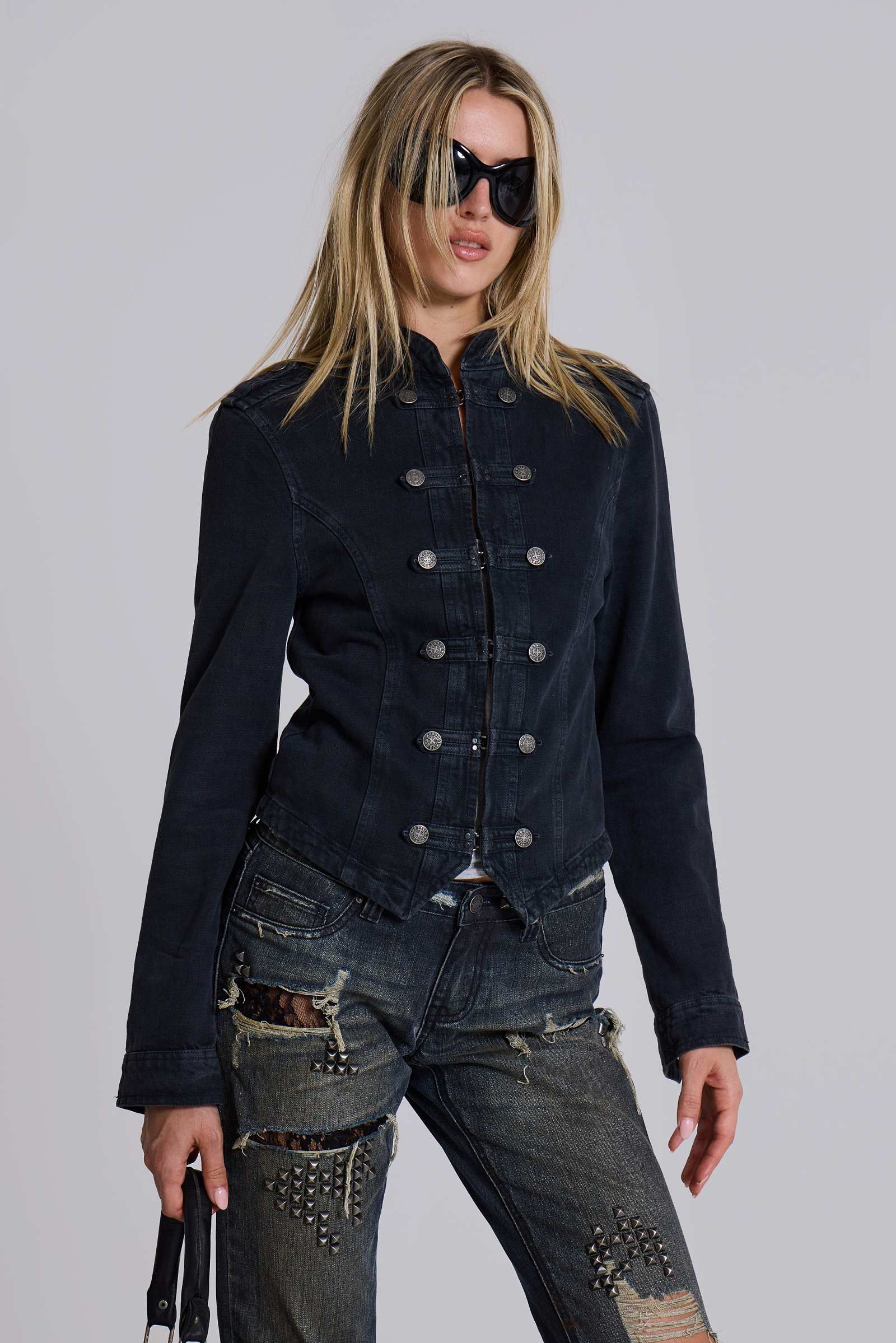 Rebel Military Jacket in Washed Black