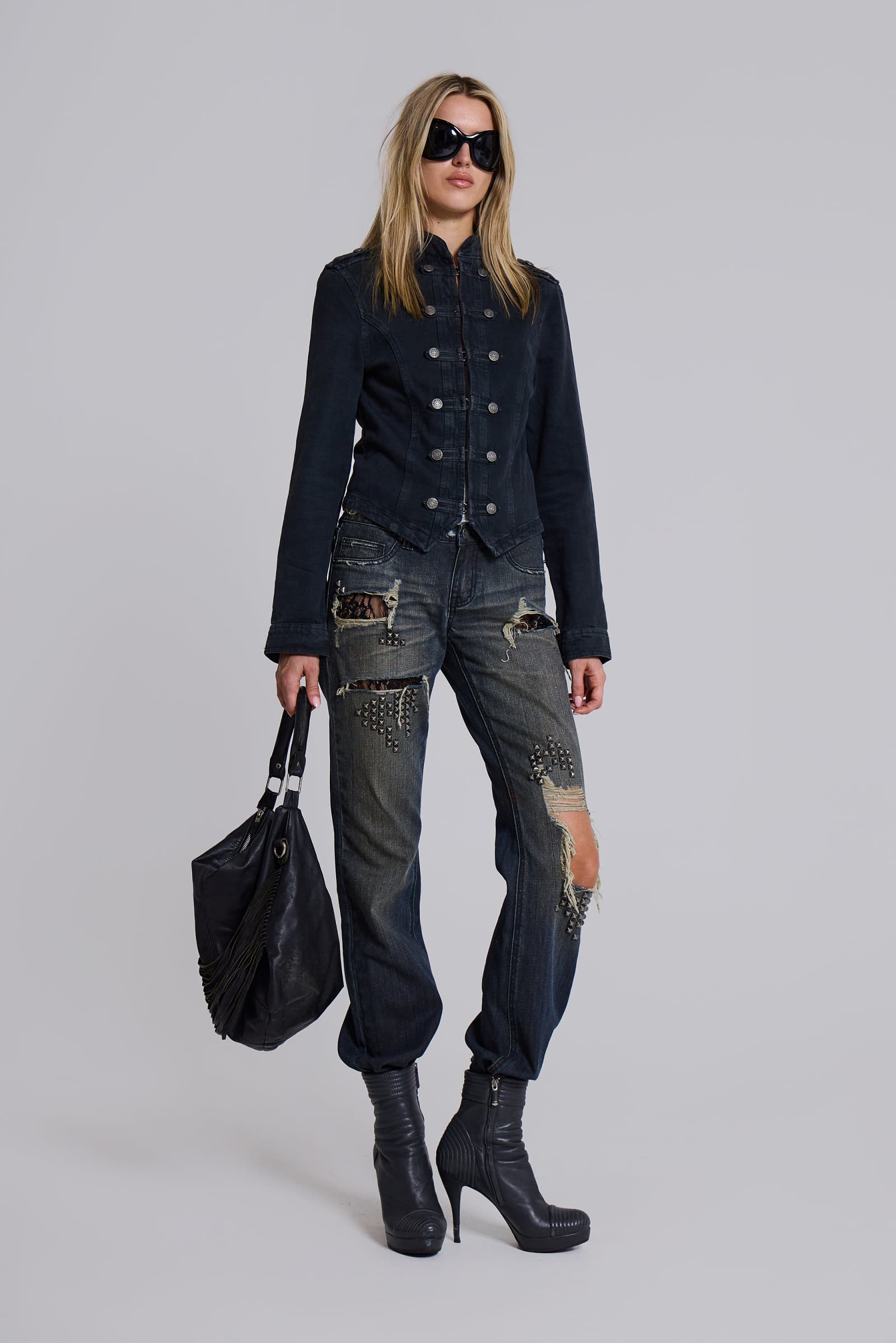 Rebel Military Jacket in Washed Black