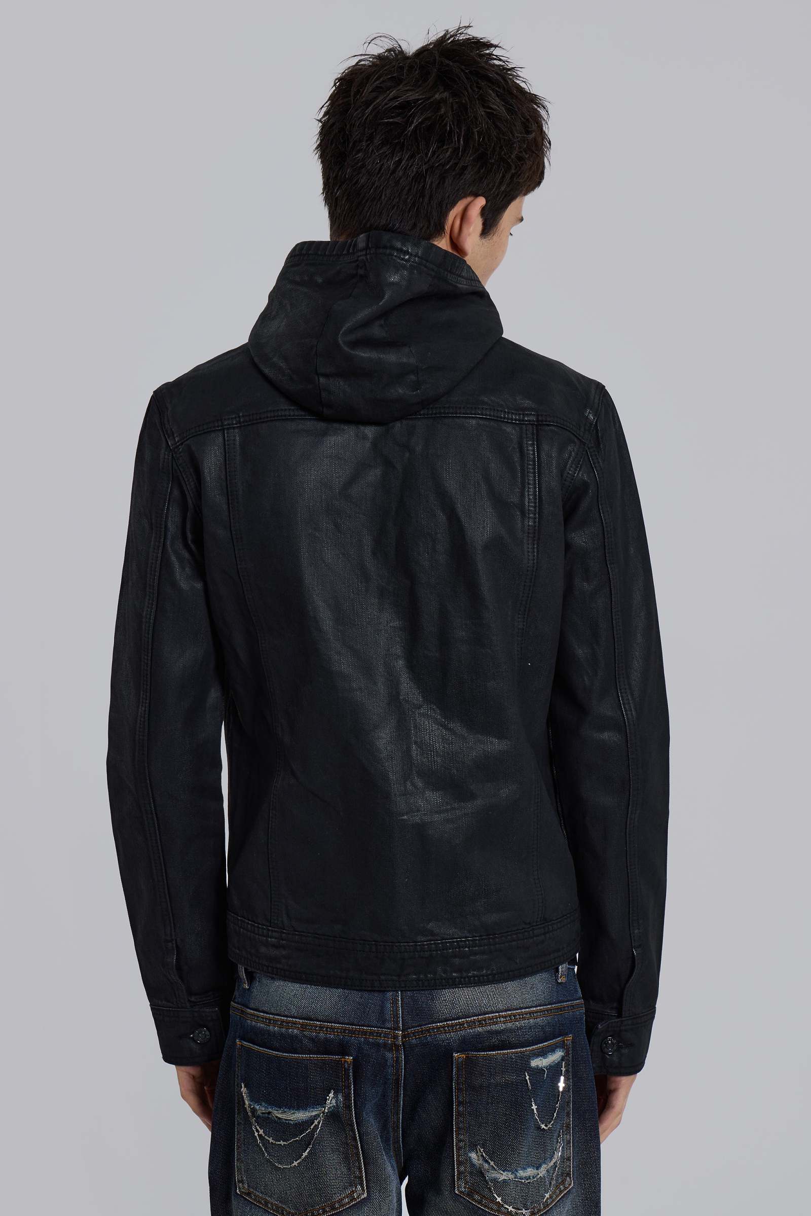 Black Bedrock Waxed Hooded Denim Jacket