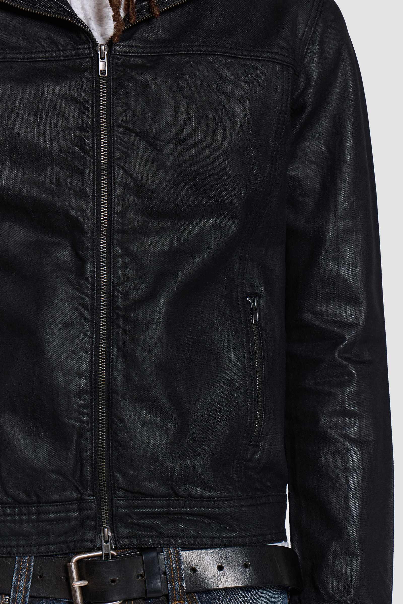 Black Bedrock Waxed Hooded Denim Jacket
