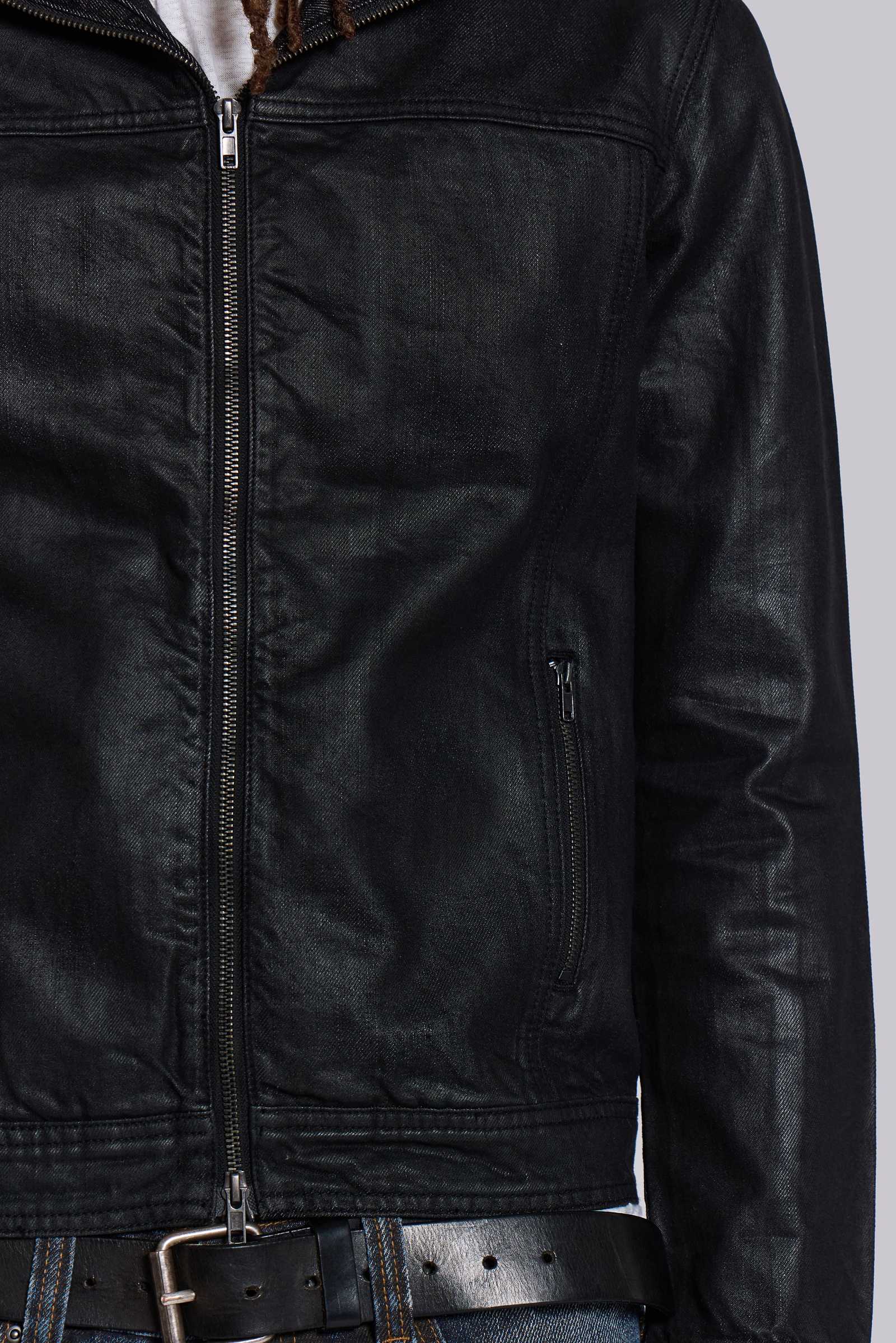 Black Bedrock Waxed Hooded Denim Jacket