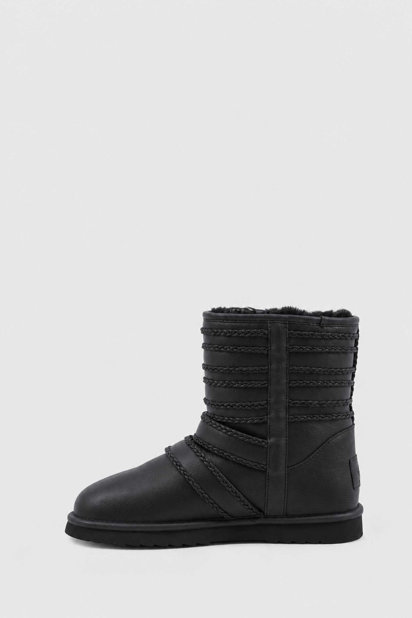 Black Leather Drummer Shearling Boots