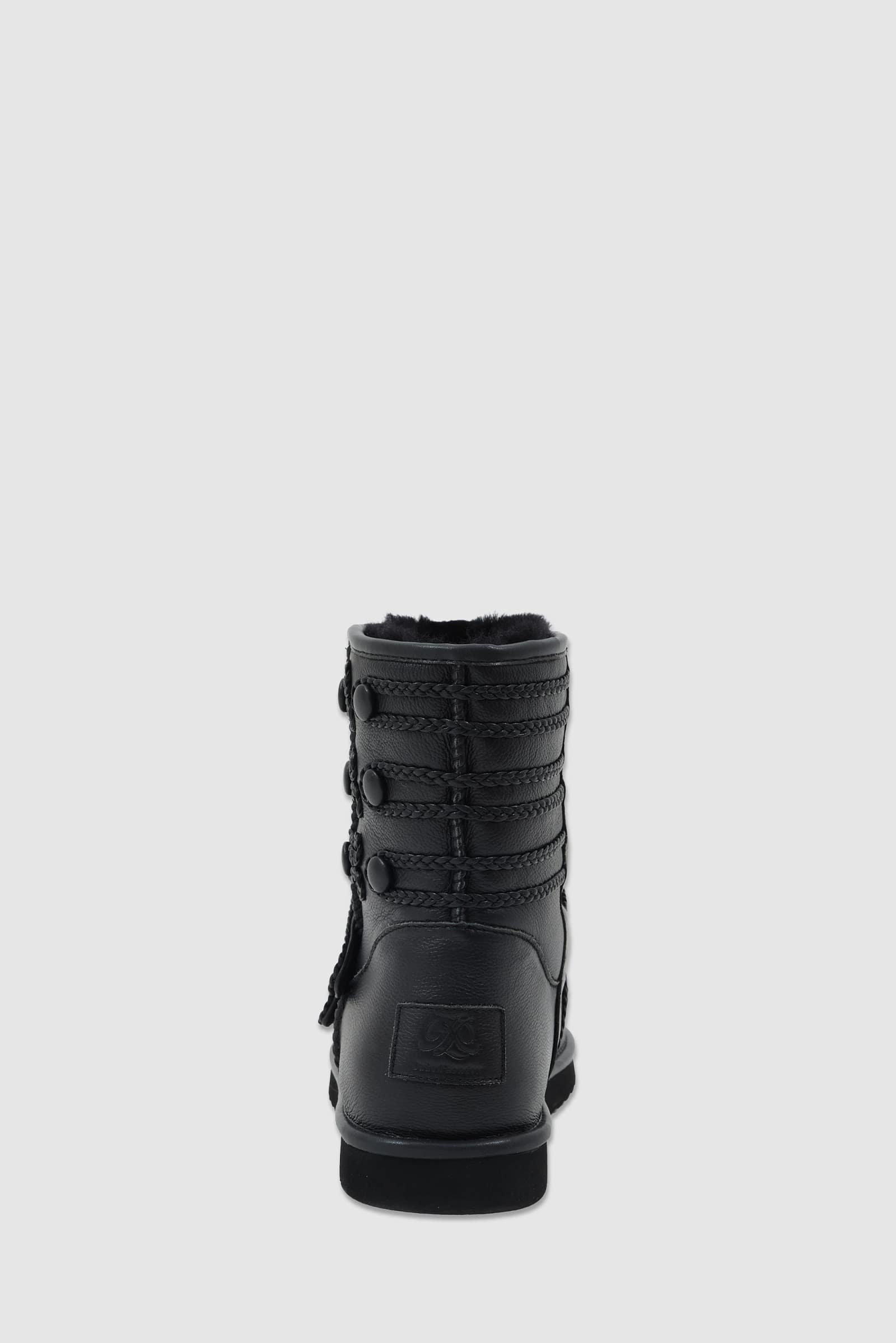 Black Leather Drummer Shearling Boots