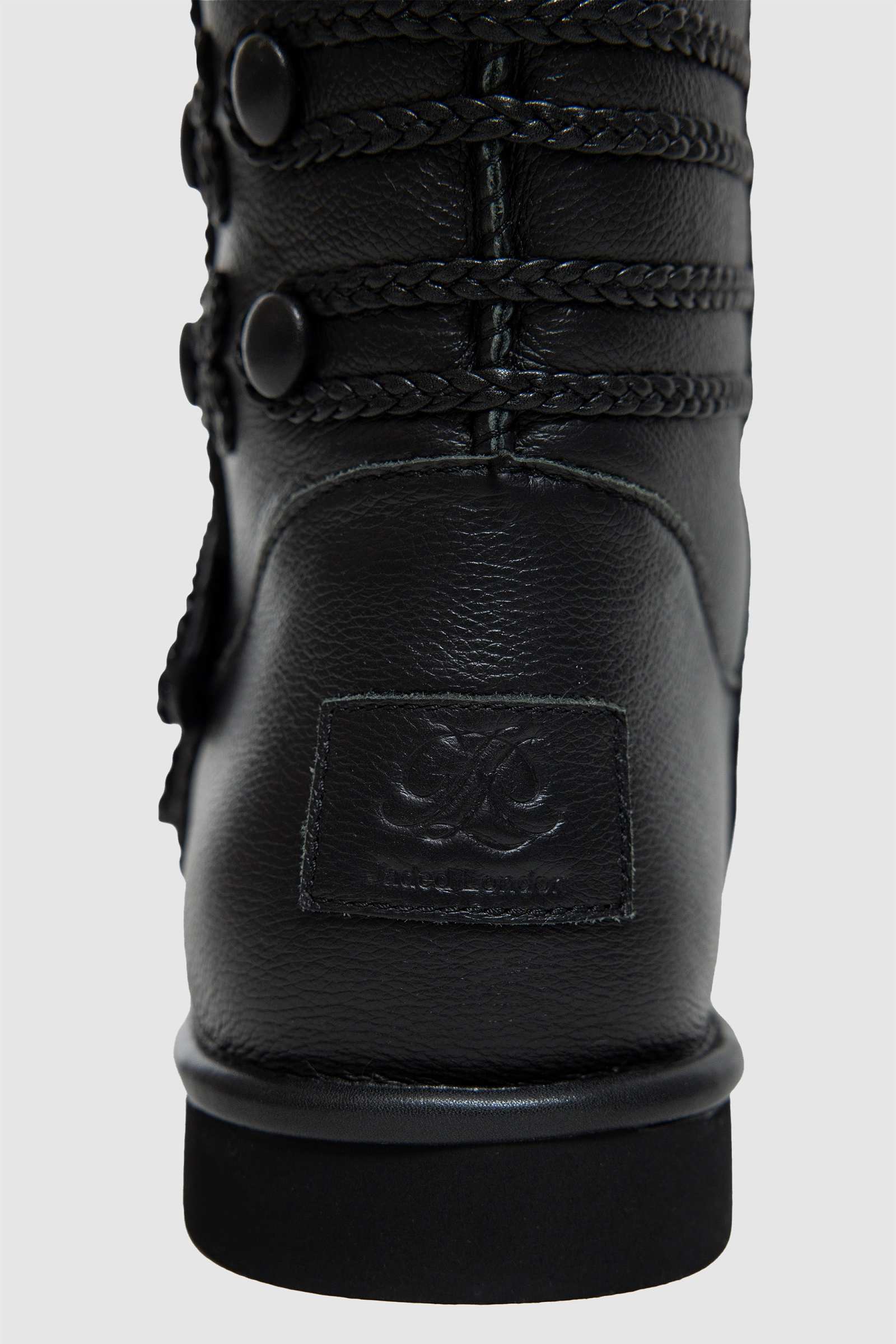 Black Leather Drummer Shearling Boots
