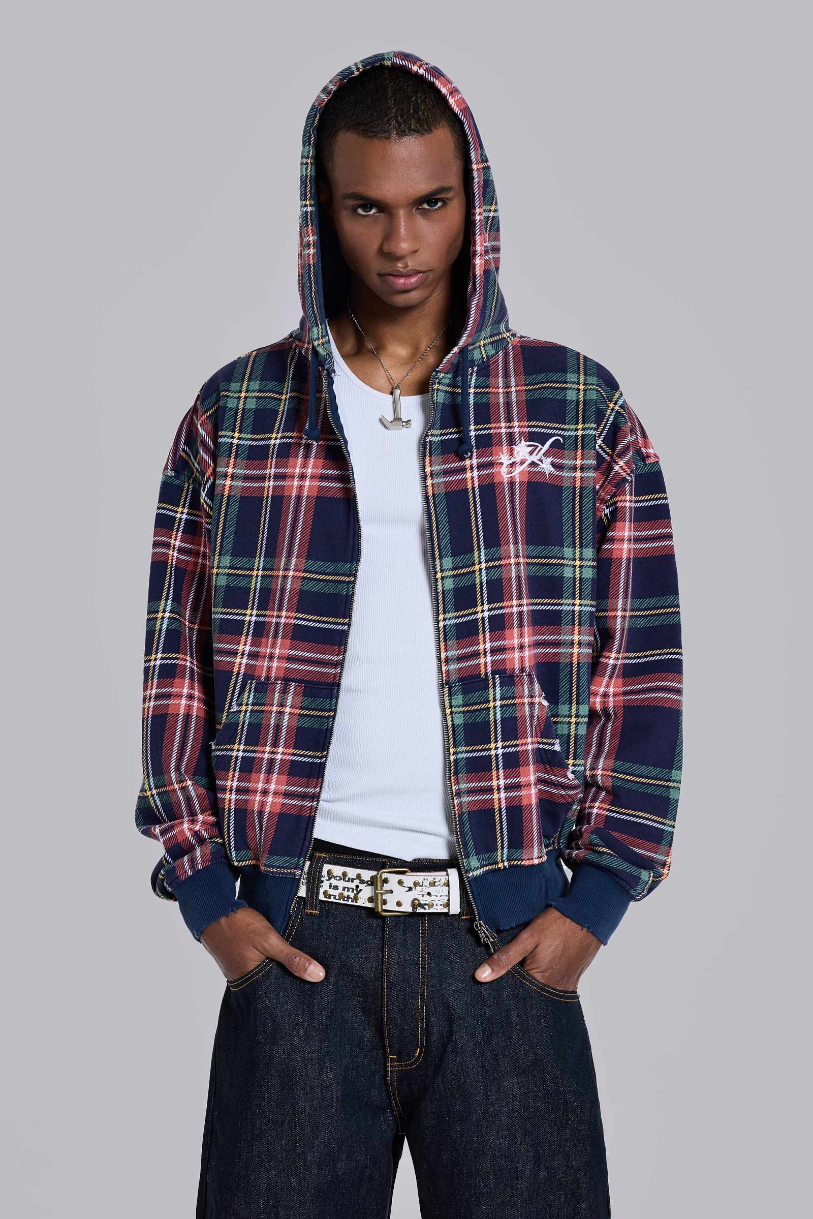 Adrenaline Checked Zip Hoodie | Jaded London | Clothing