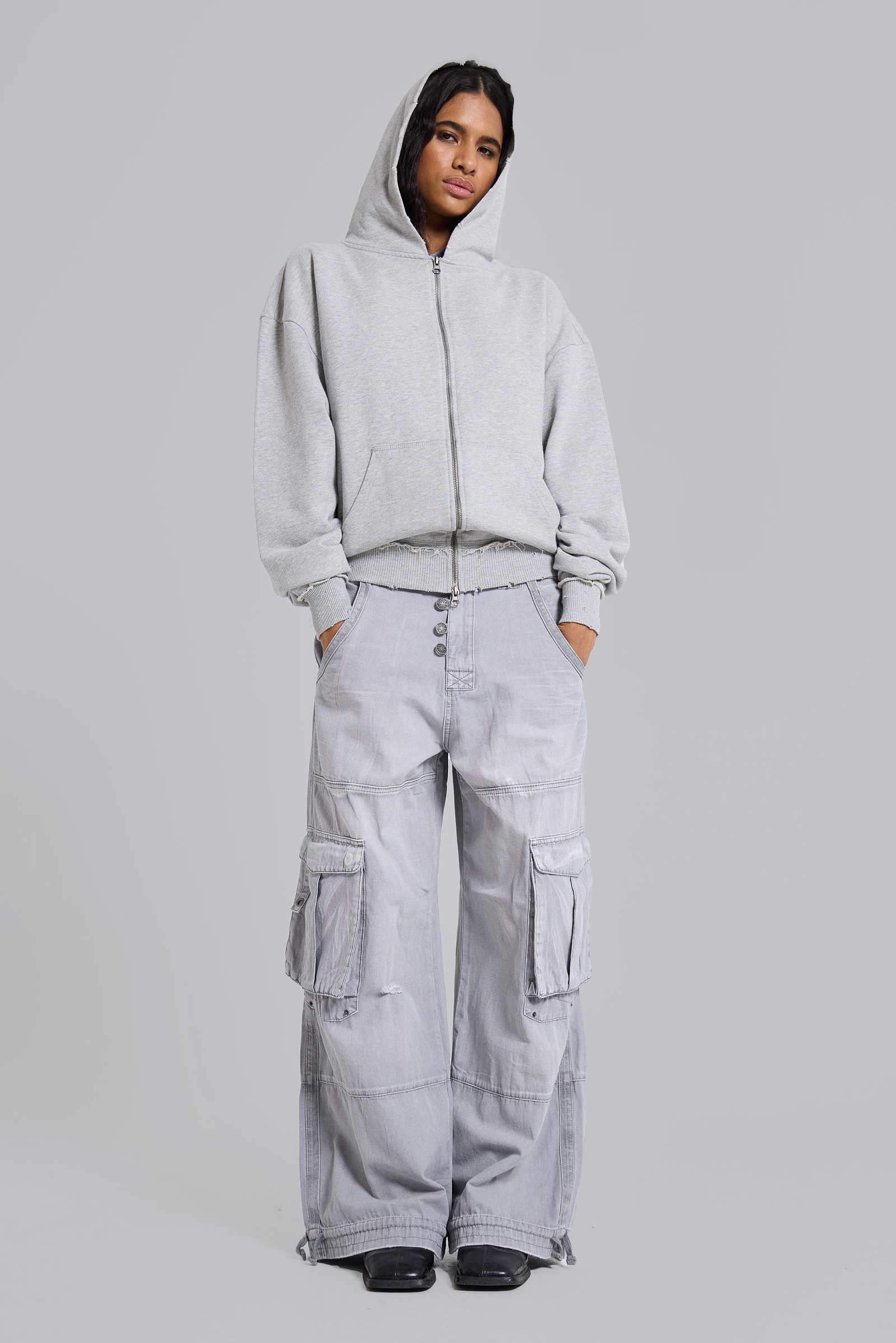 Grey Marl Oversized Monster Hoodie