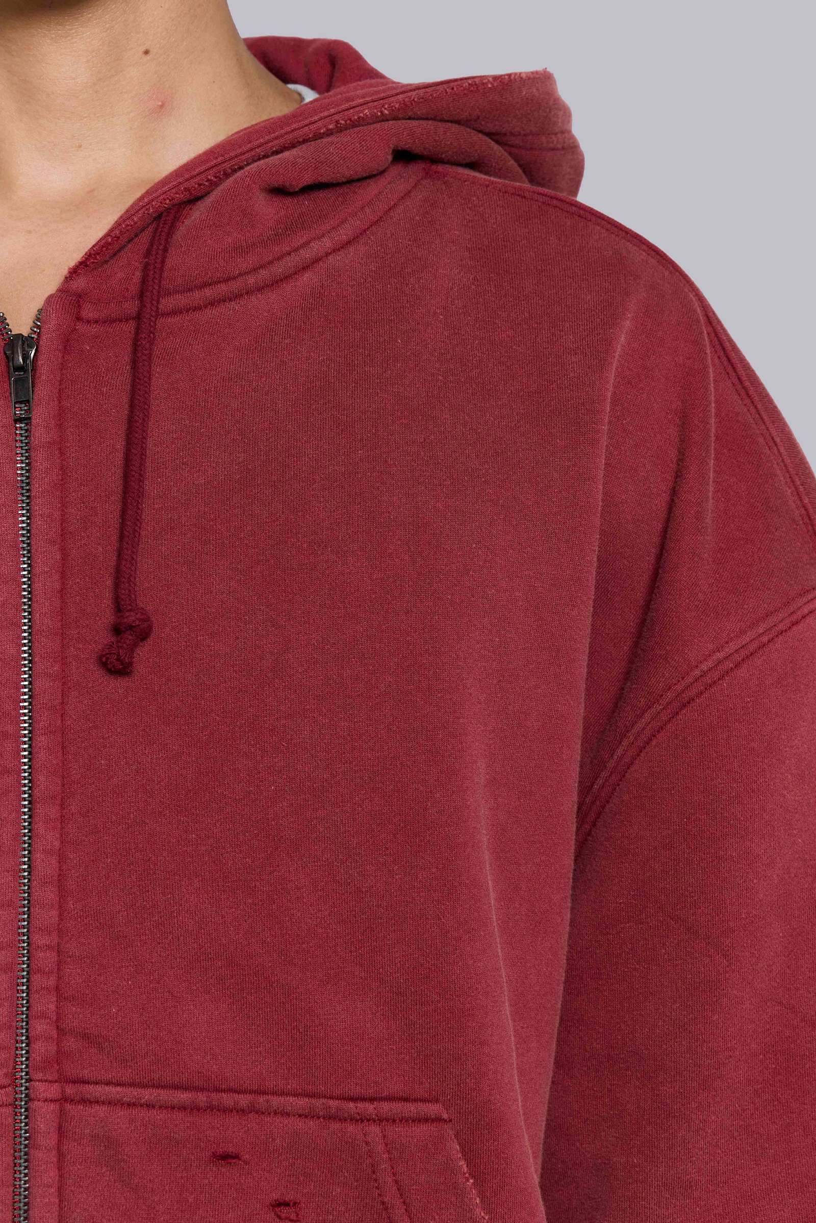 Red Sun Faded Waffle Lined Zip Hoodie