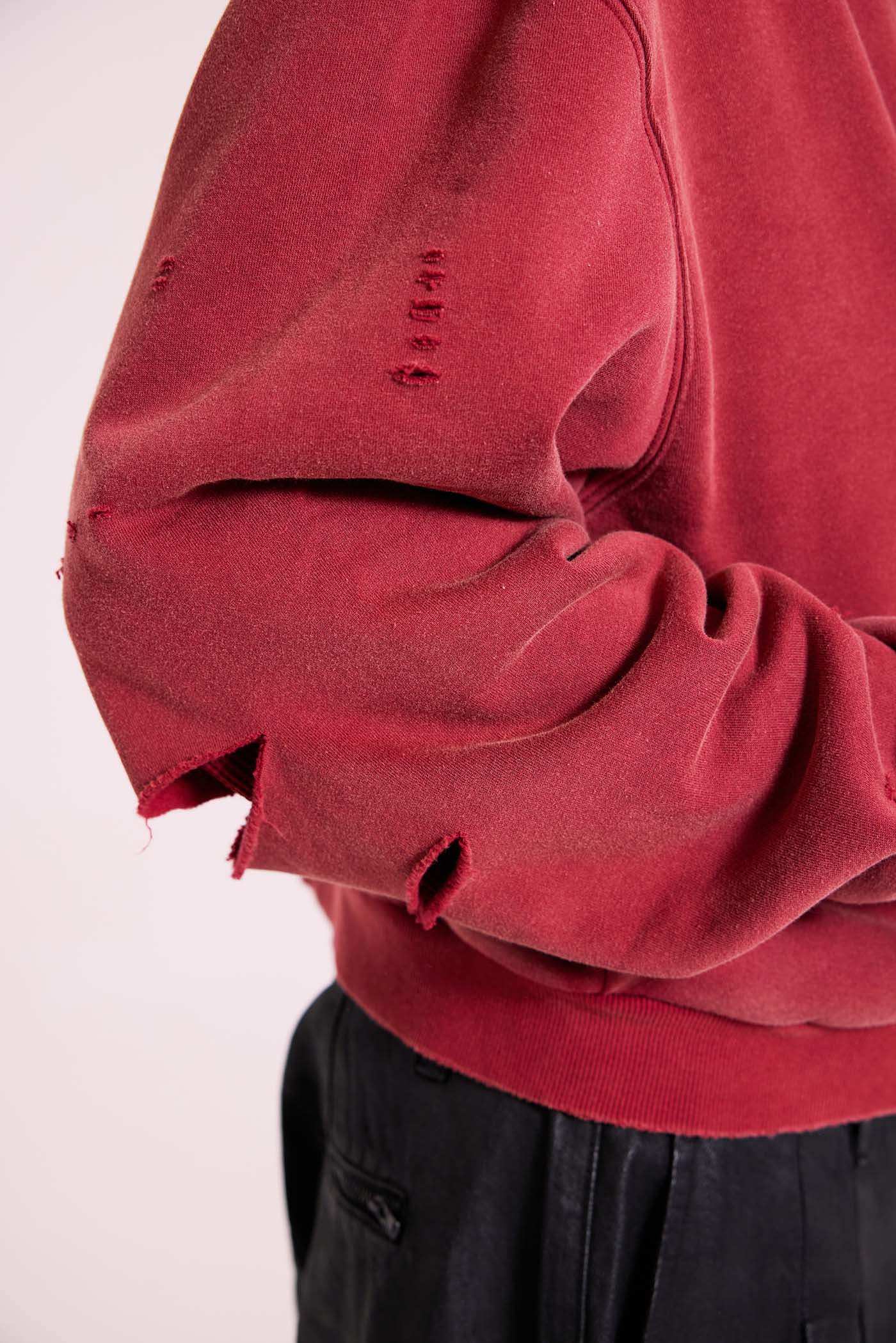 Red Sun Faded Waffle Lined Zip Hoodie