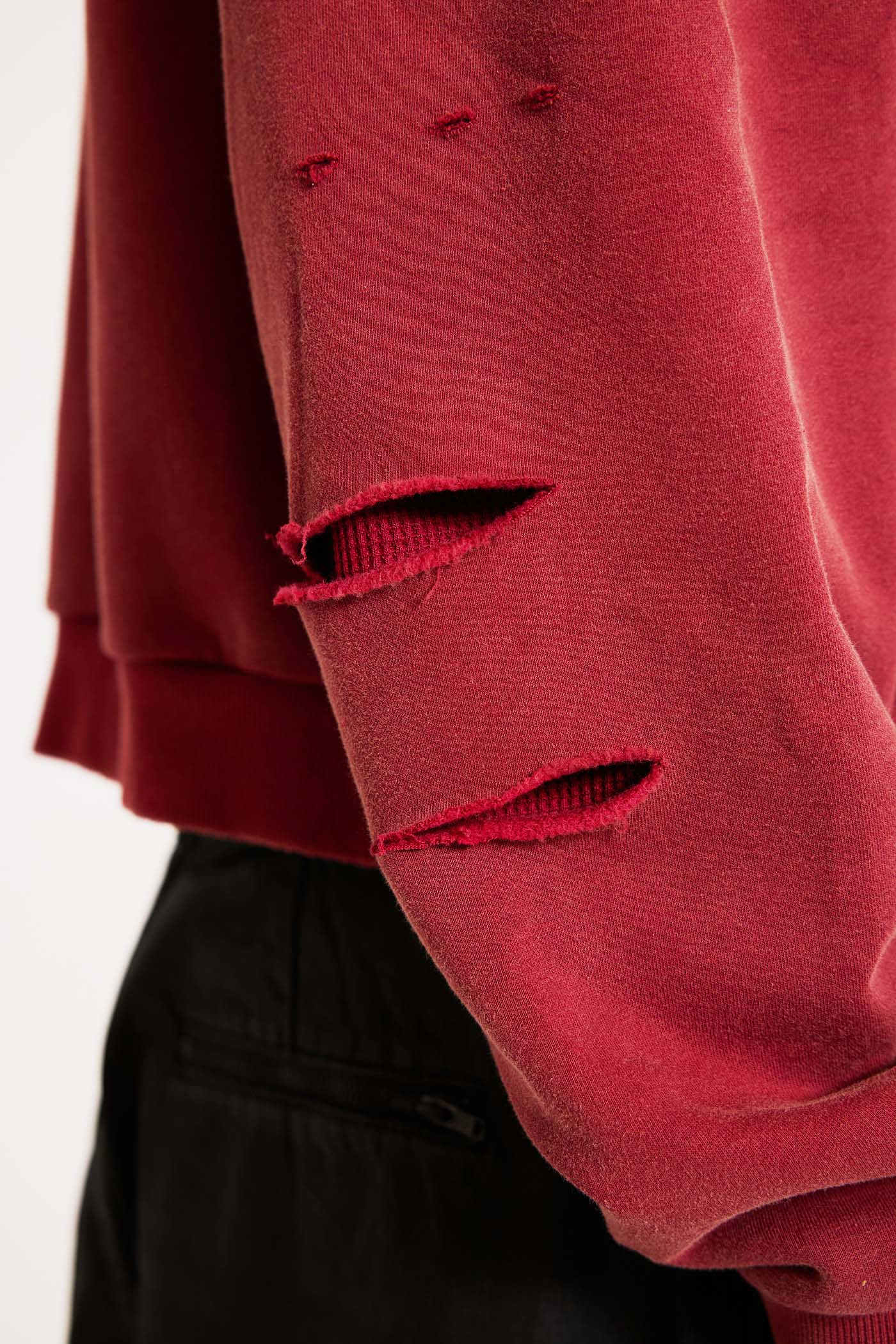 Red Sun Faded Waffle Lined Zip Hoodie