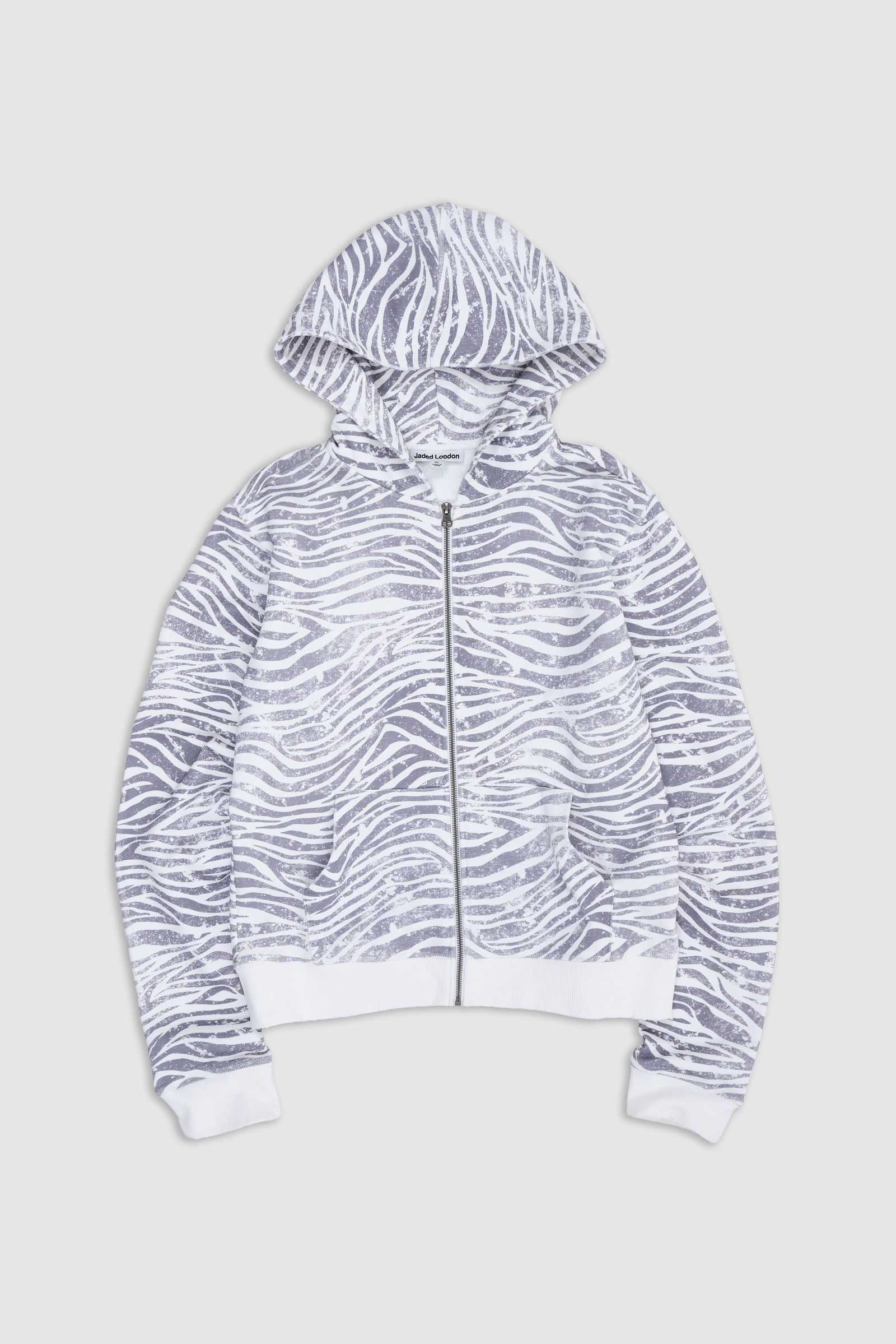 Distressed Zebra Print Hoodie
