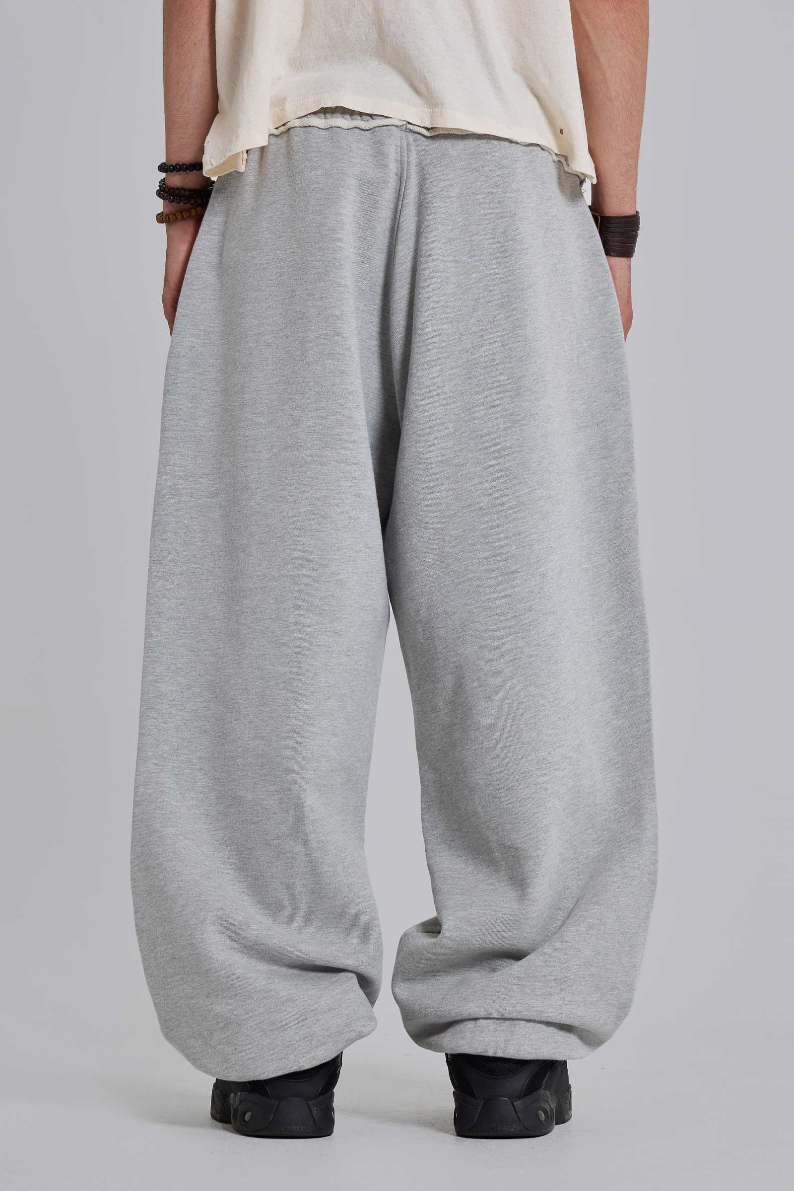Grey Marl Cuffed Baggy Monster Joggers