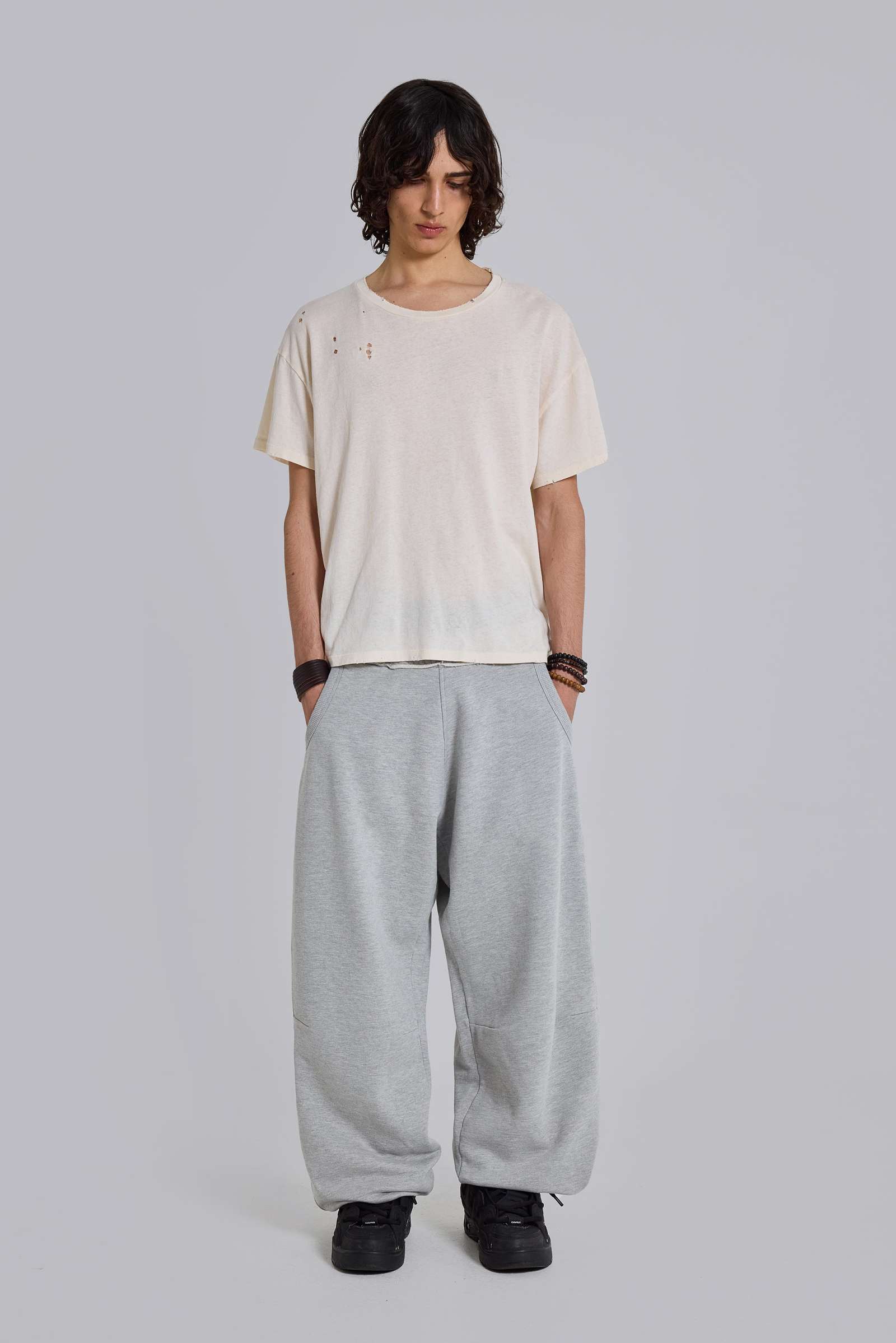 Grey Marl Cuffed Baggy Monster Joggers