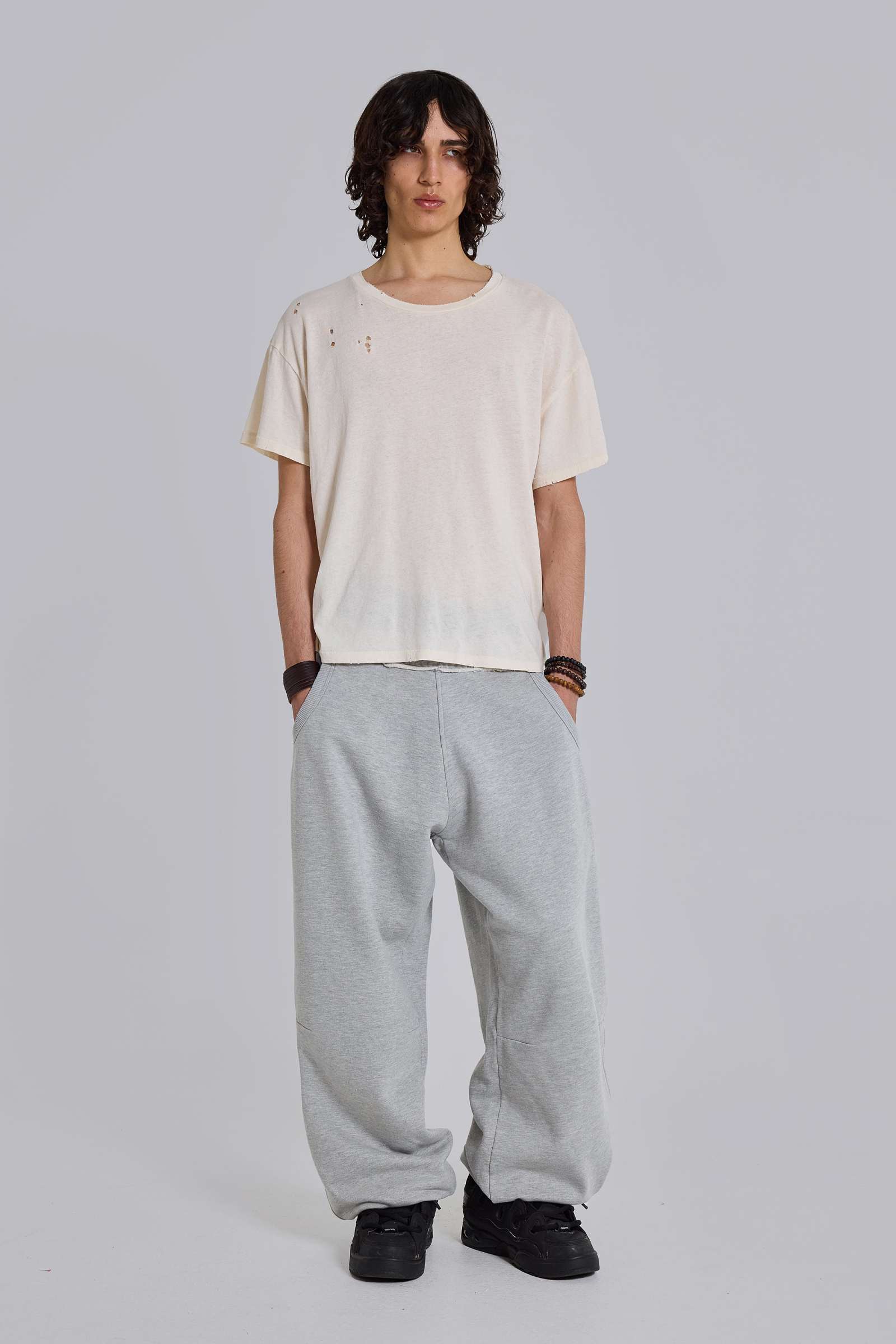 Grey Marl Cuffed Baggy Monster Joggers