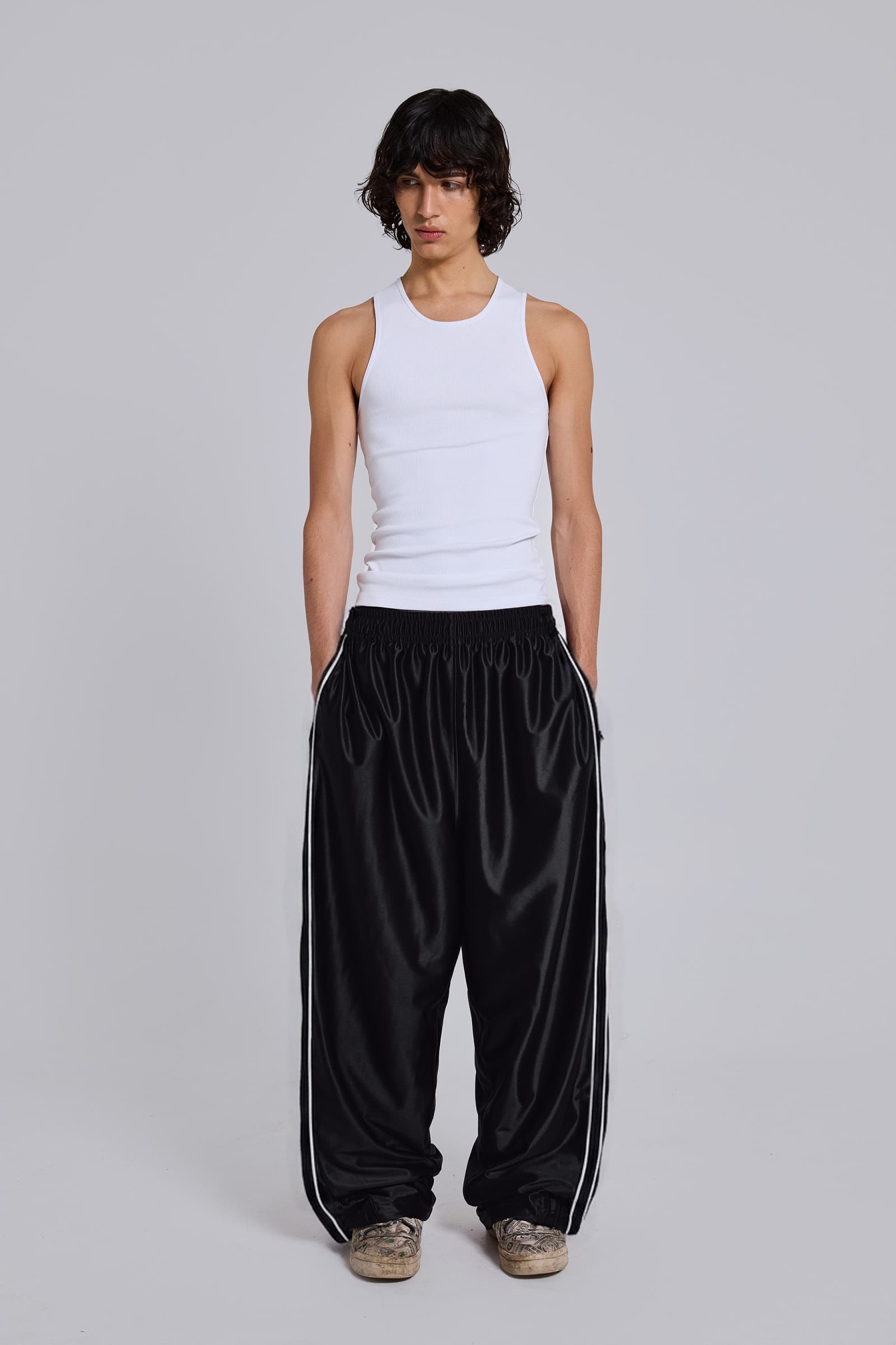 Black Metallic Vapor Joggers