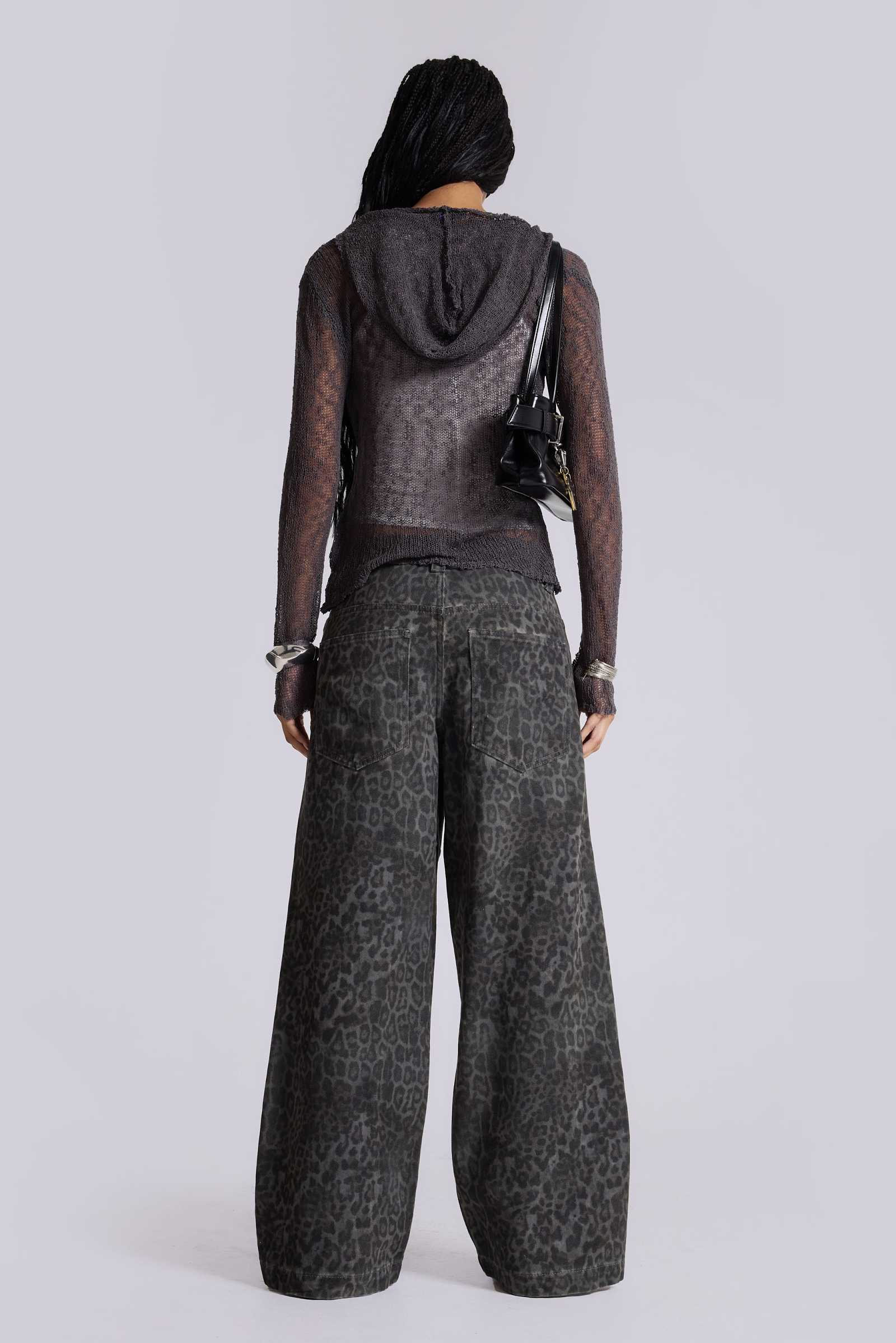 Charcoal Leopard Fade Colossus Jeans | Jaded London | Clothing