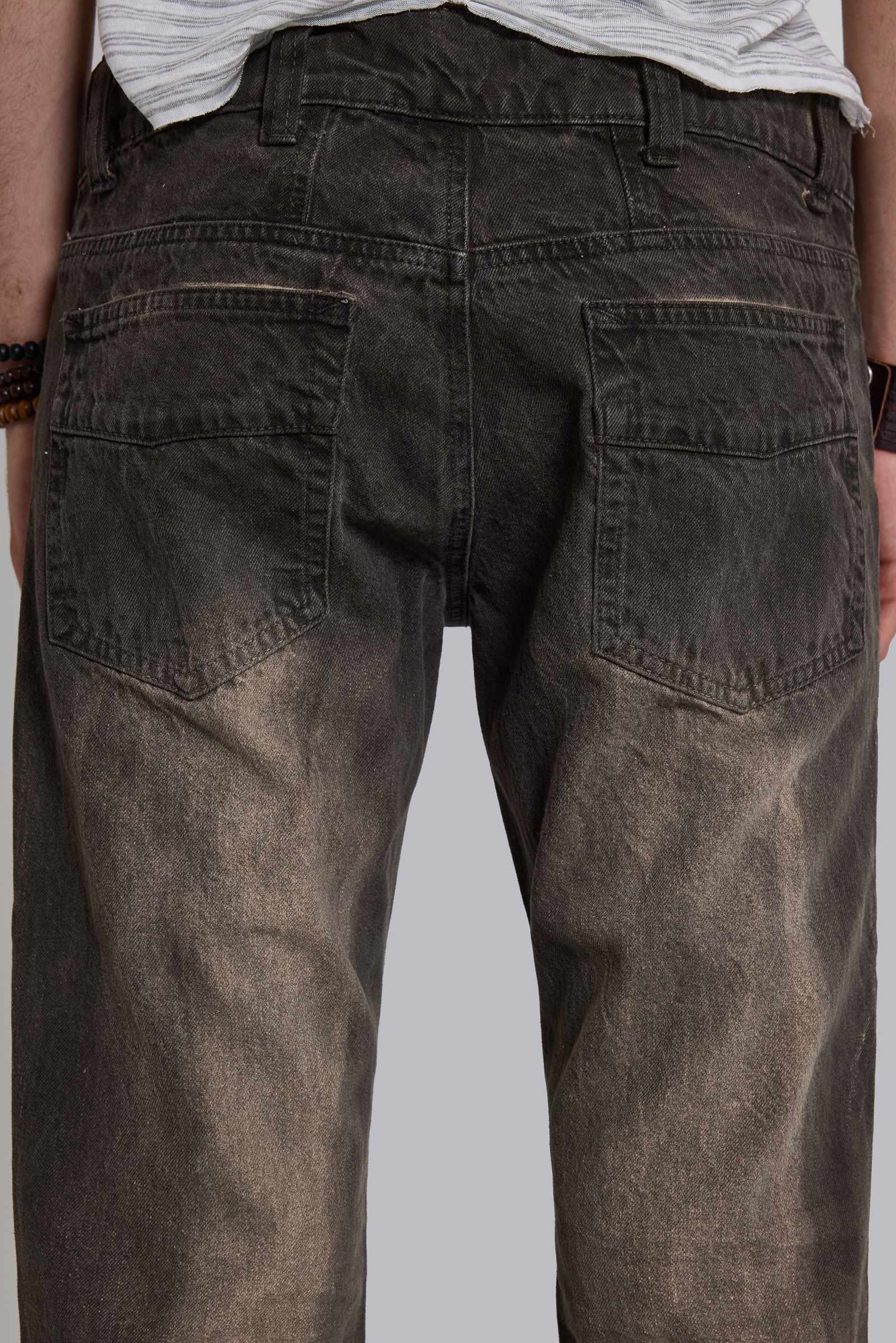 Brown Creased Drift Bootcut Jeans