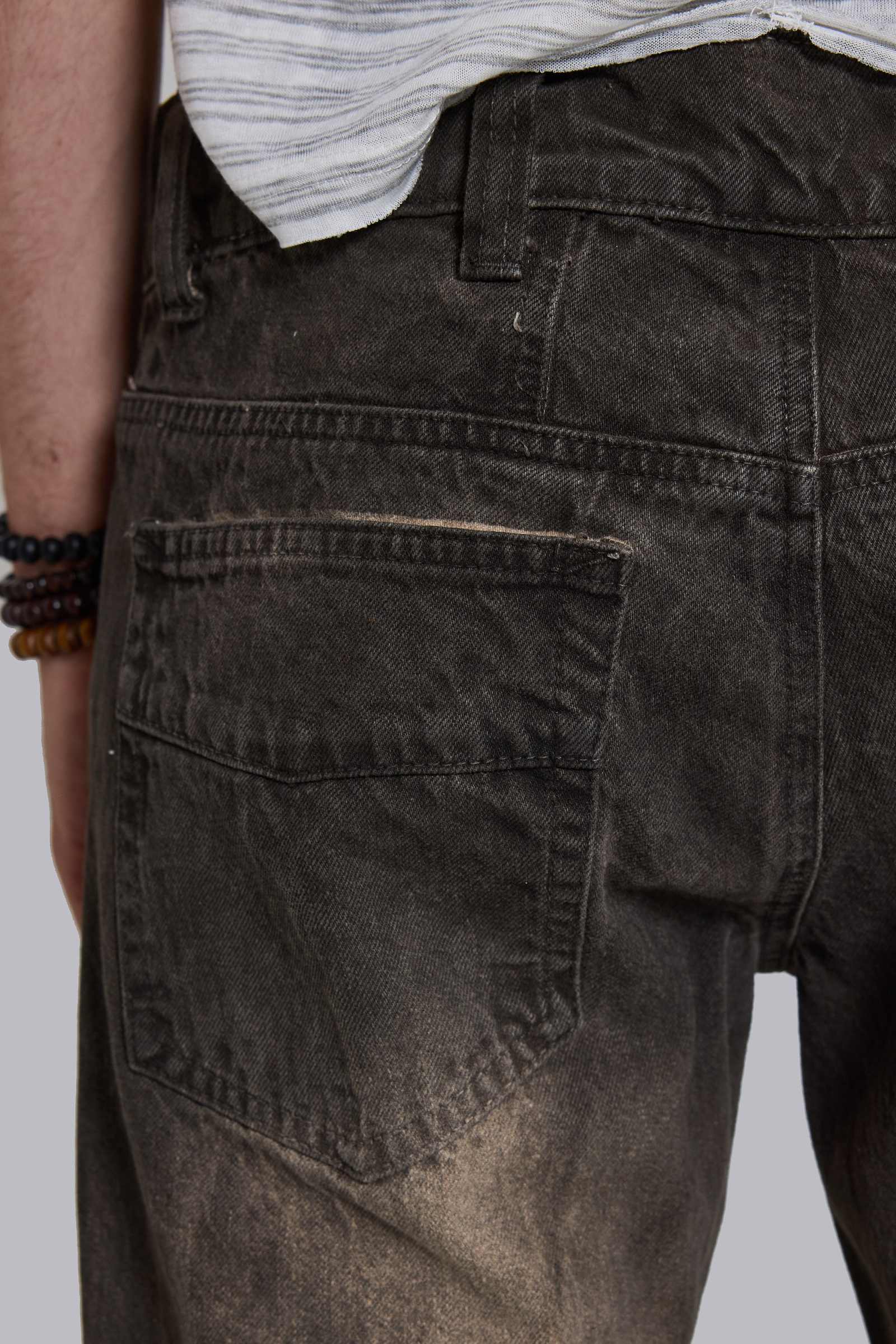 Brown Creased Drift Bootcut Jeans