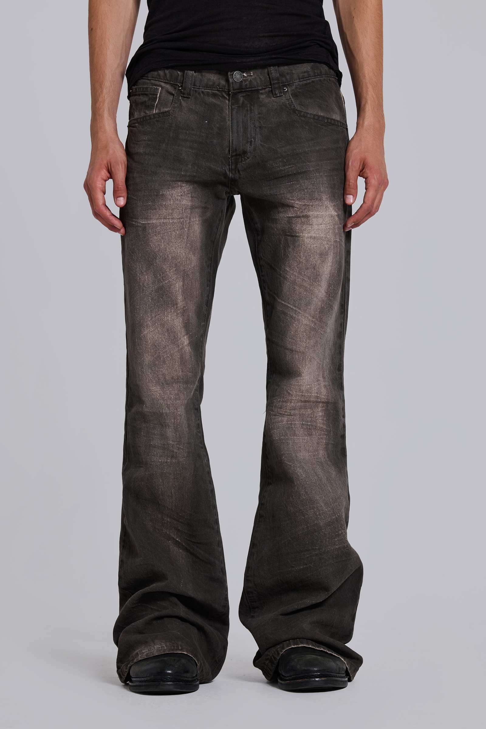 Brown Creased Drift Bootcut Jeans