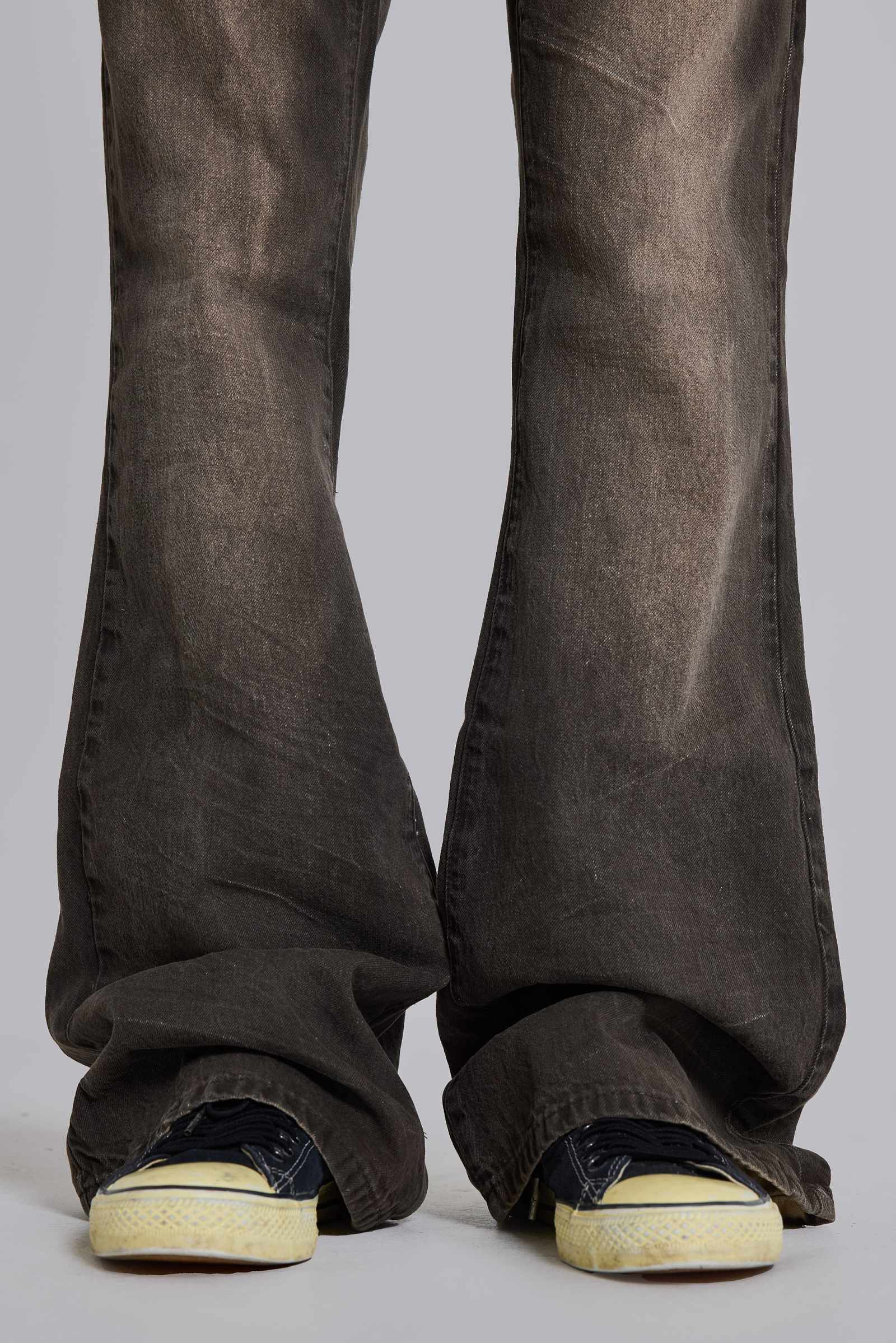 Brown Creased Drift Bootcut Jeans