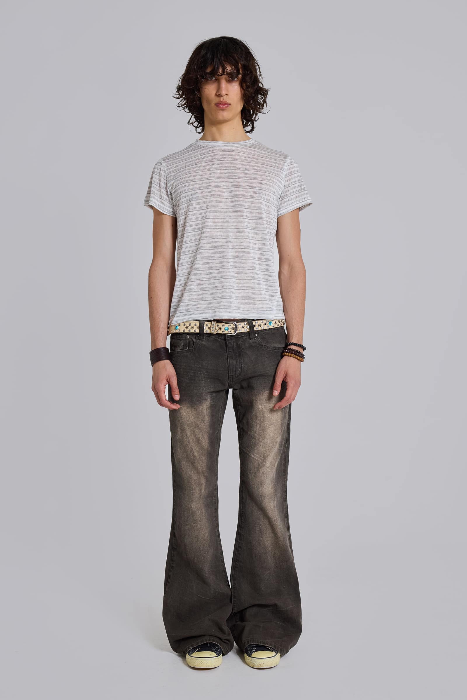 Brown Creased Drift Bootcut Jeans