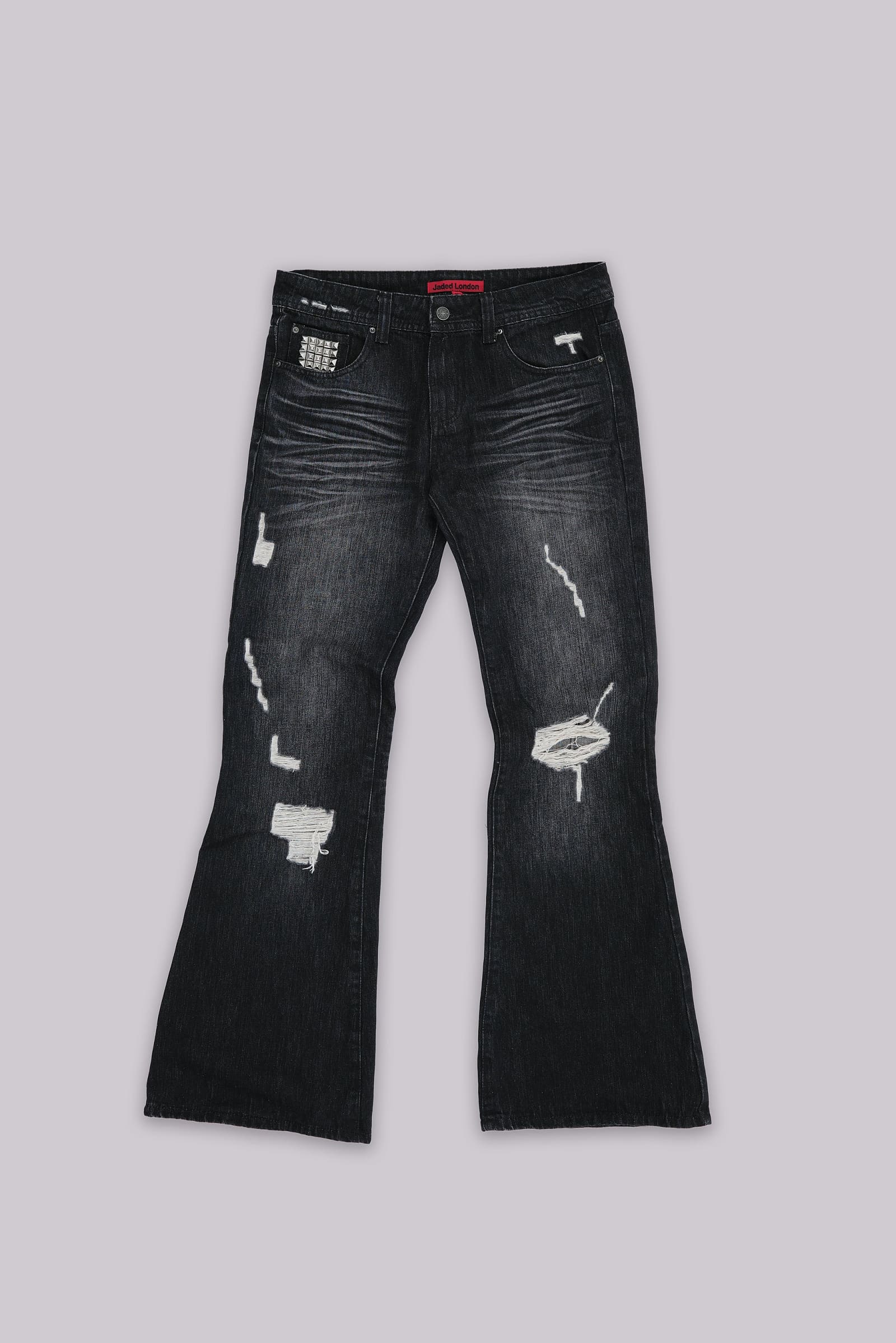 Black Cross Stud Drift Bootcut Jeans