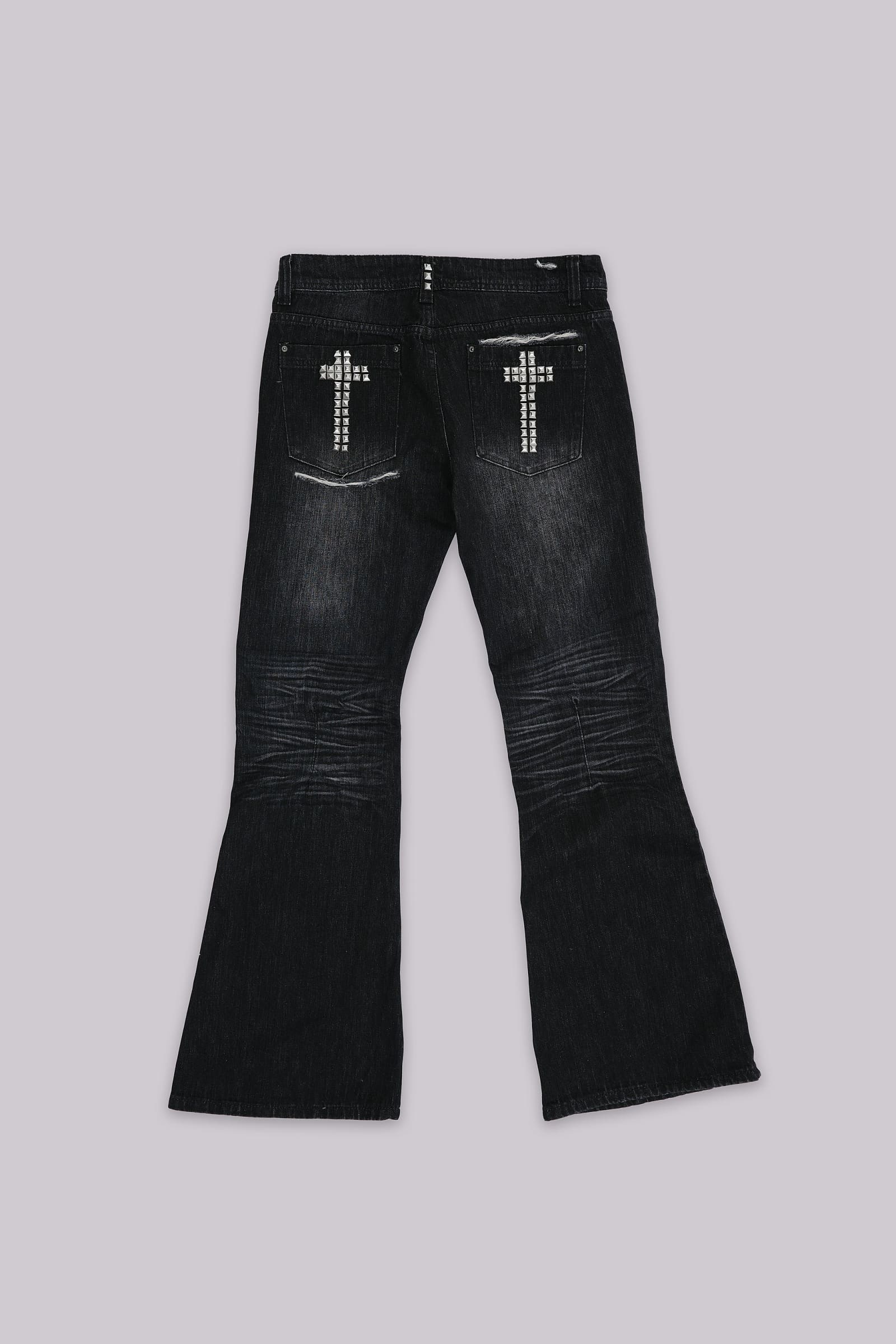 Black Cross Stud Drift Bootcut Jeans