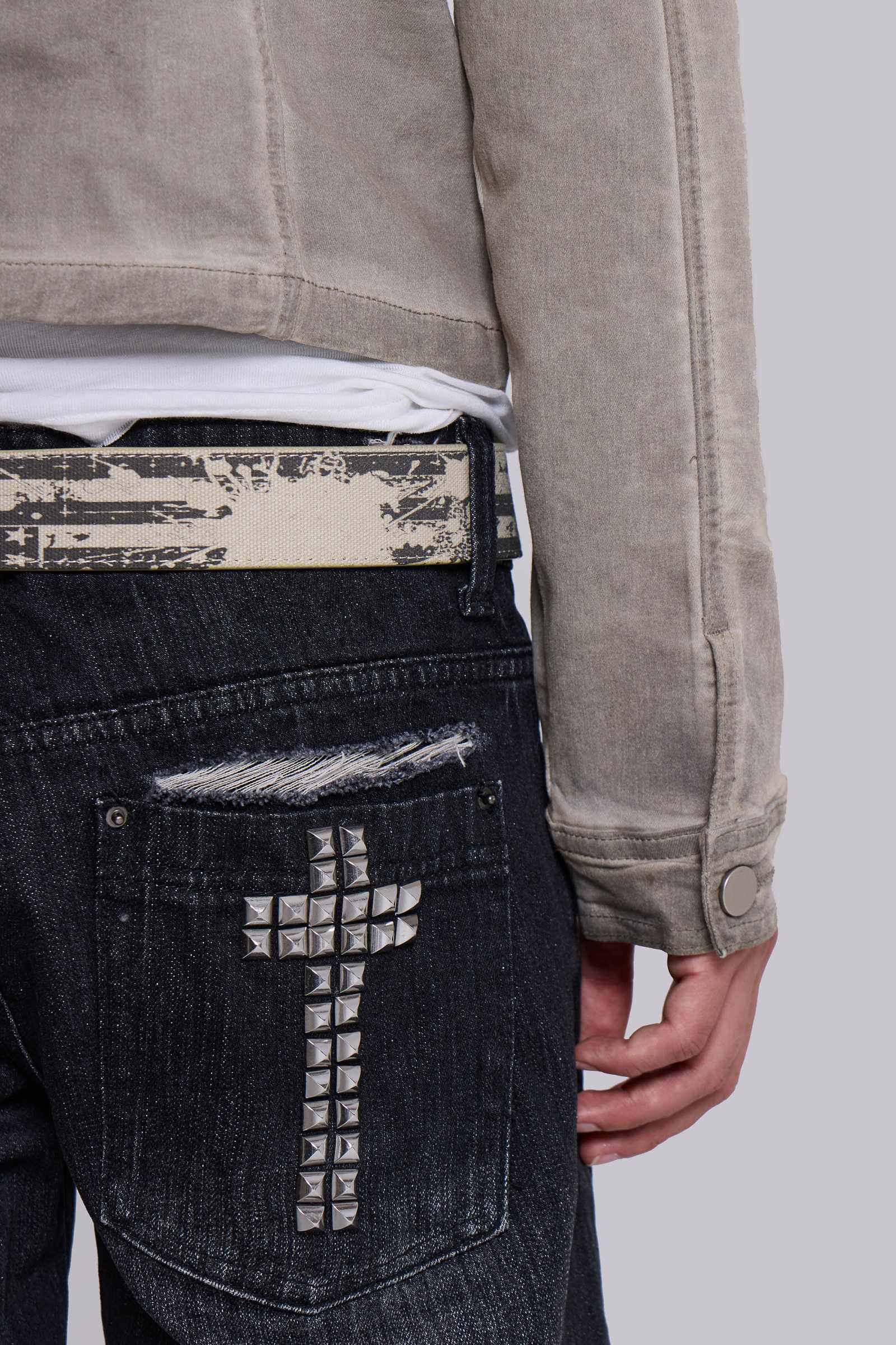 Black Cross Stud Drift Bootcut Jeans