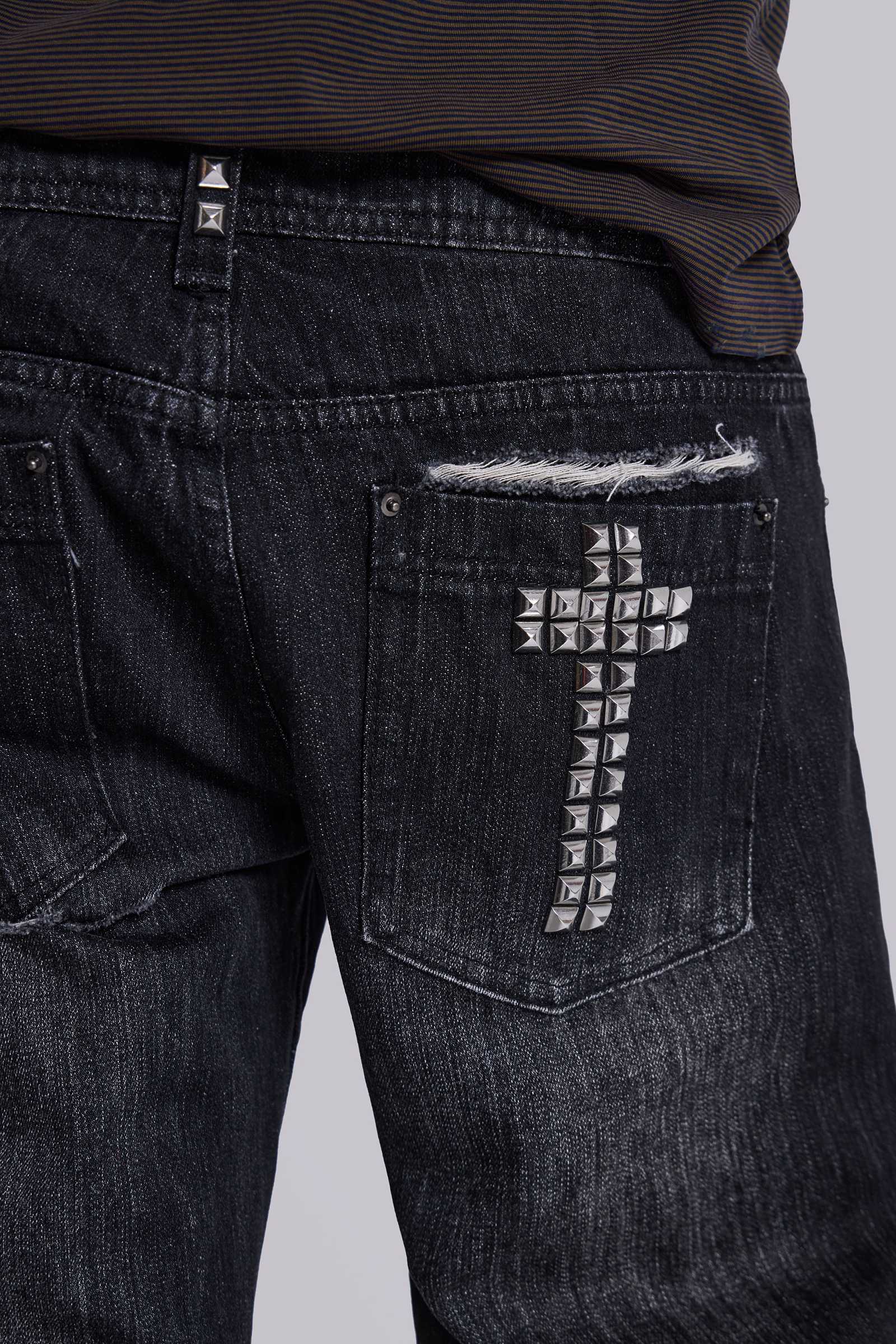 Black Cross Stud Drift Bootcut Jeans