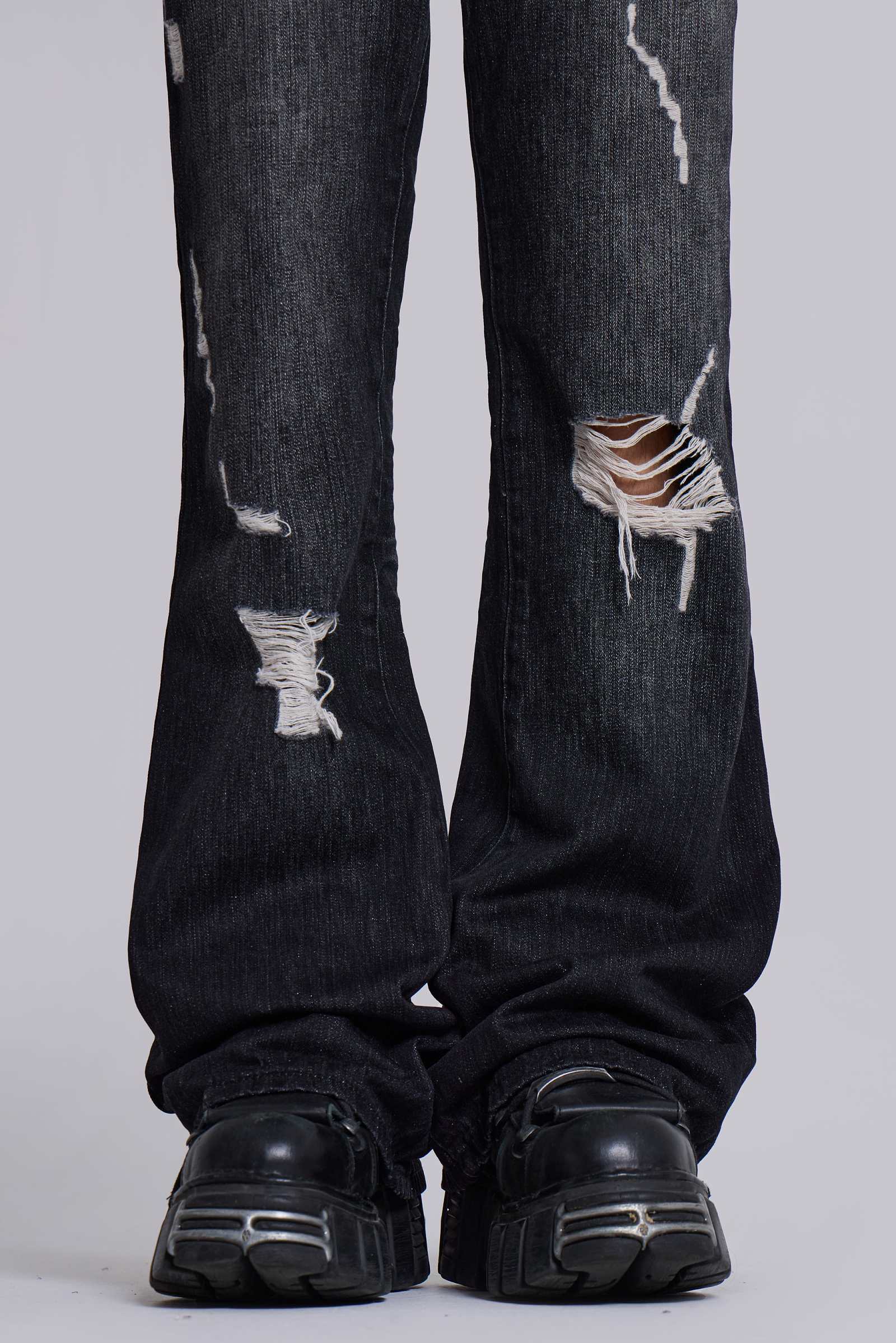 Black Cross Stud Drift Bootcut Jeans
