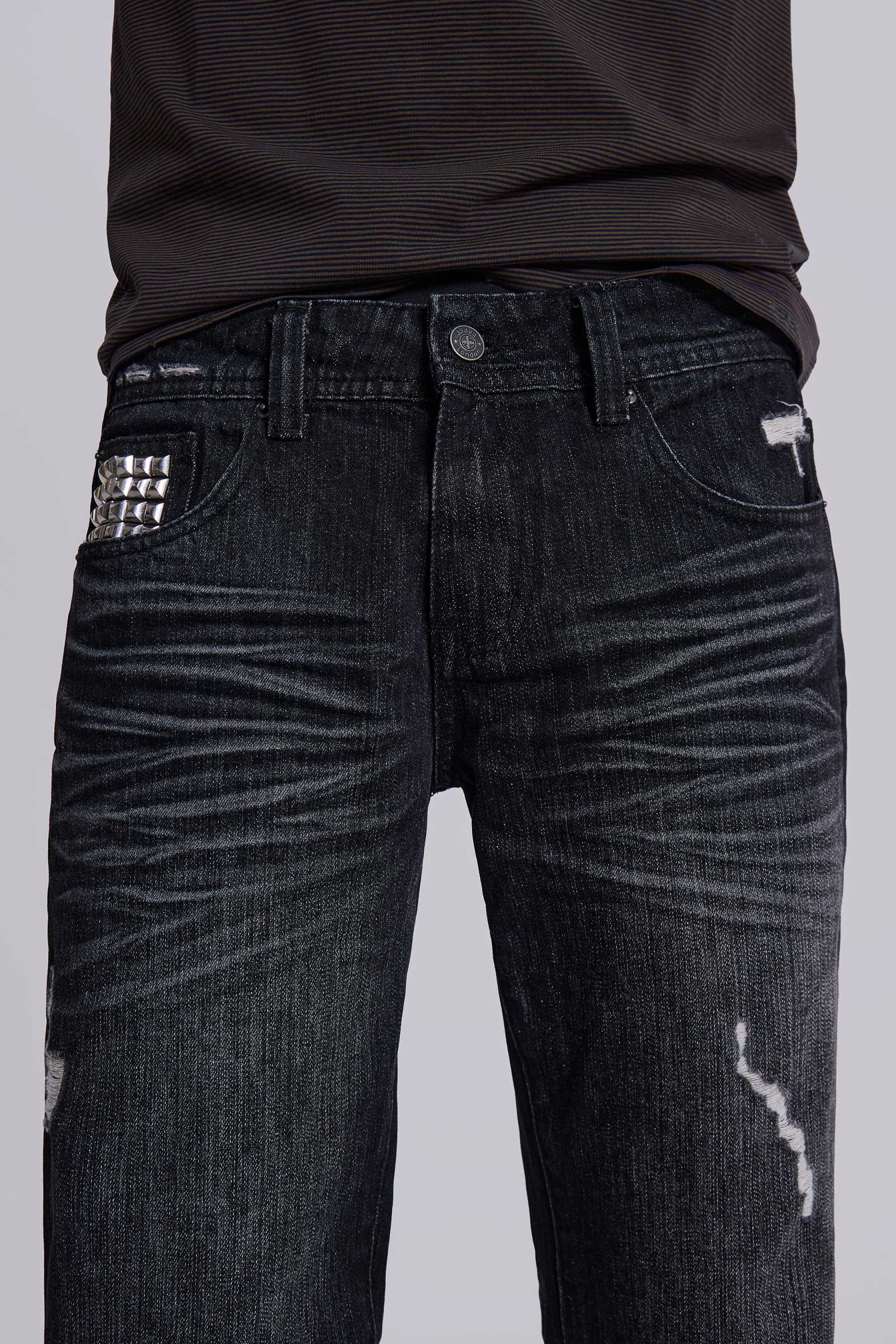 Black Cross Stud Drift Bootcut Jeans
