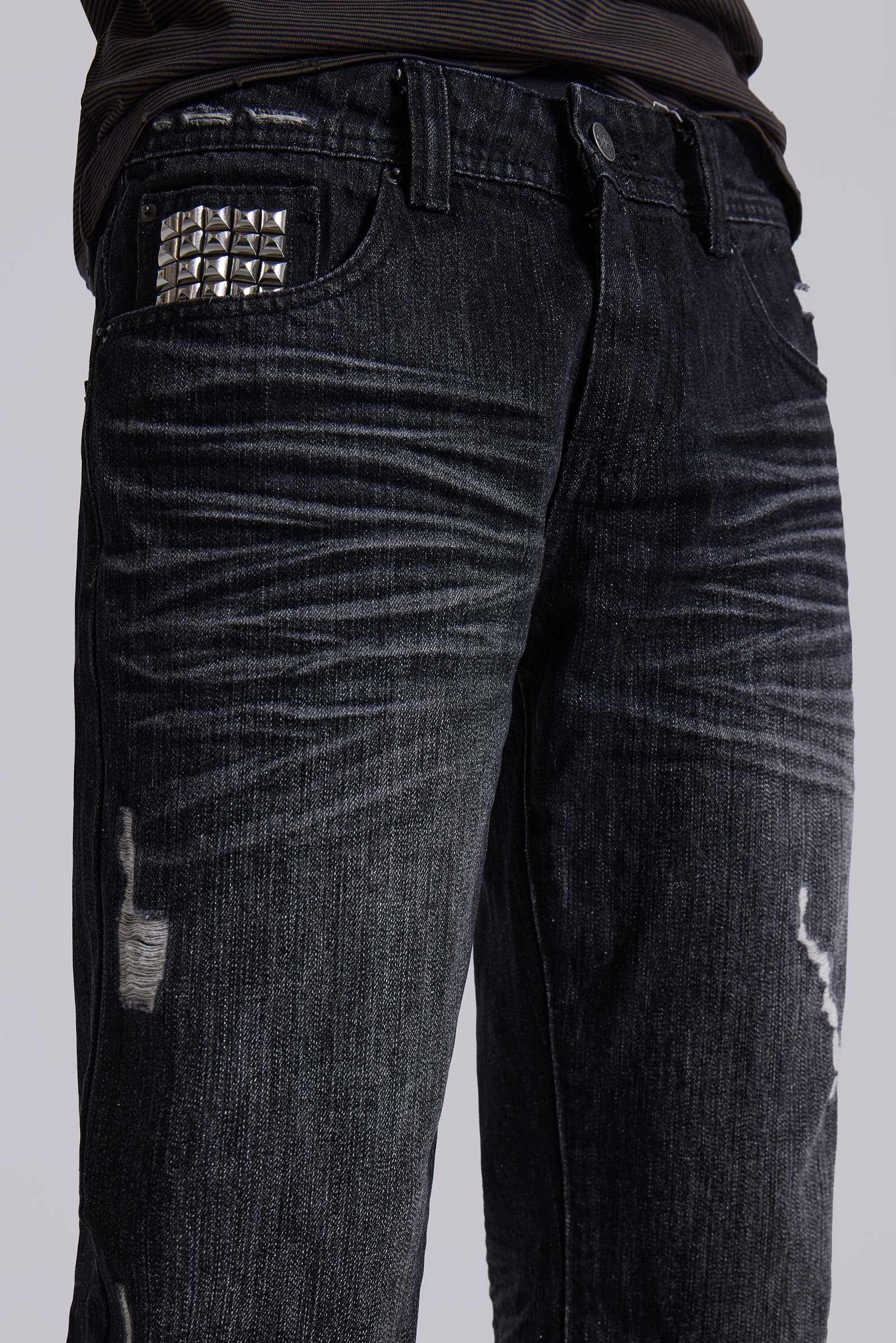 Black Cross Stud Drift Bootcut Jeans