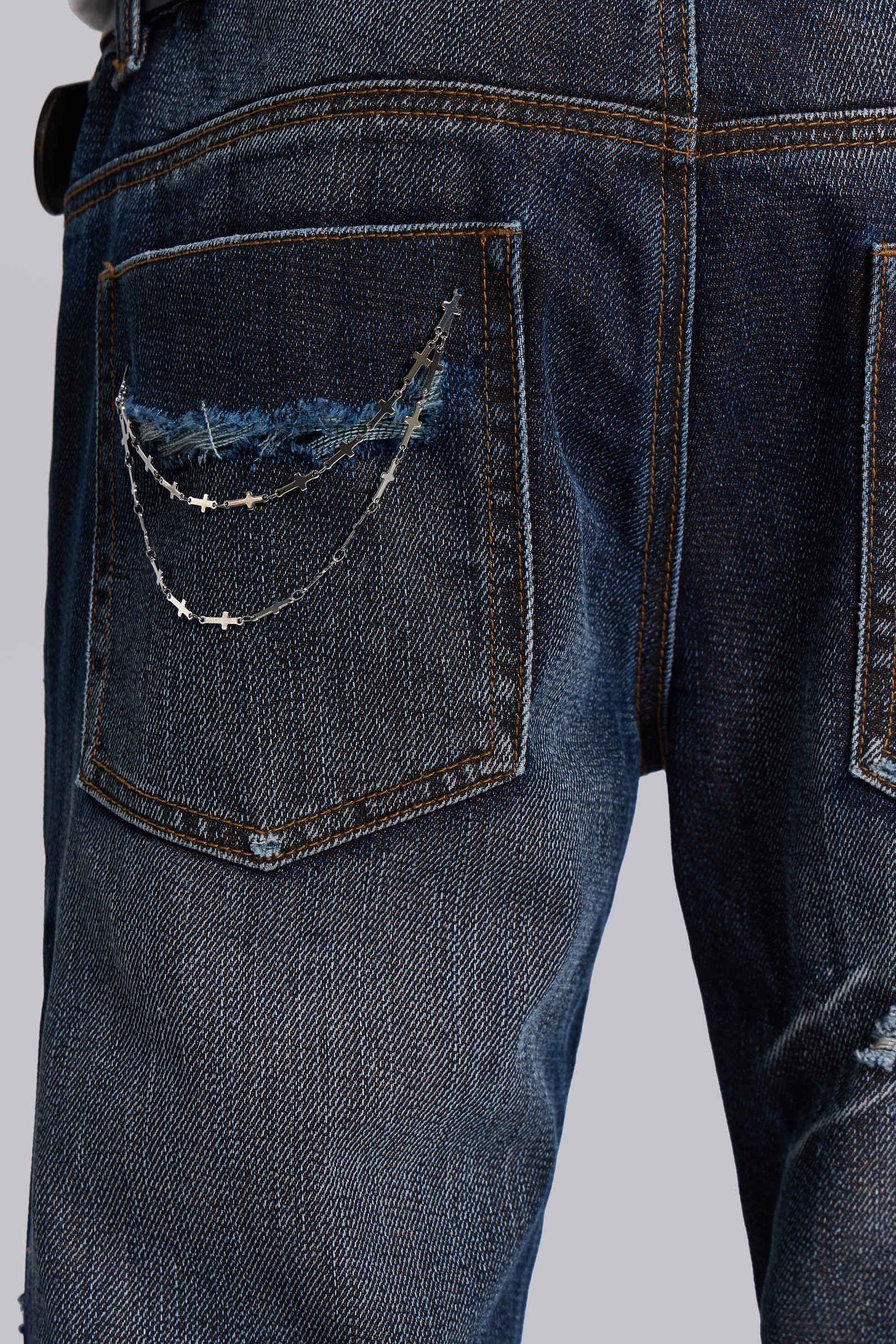 Cross Chain Blue Drift Bootcut Jeans