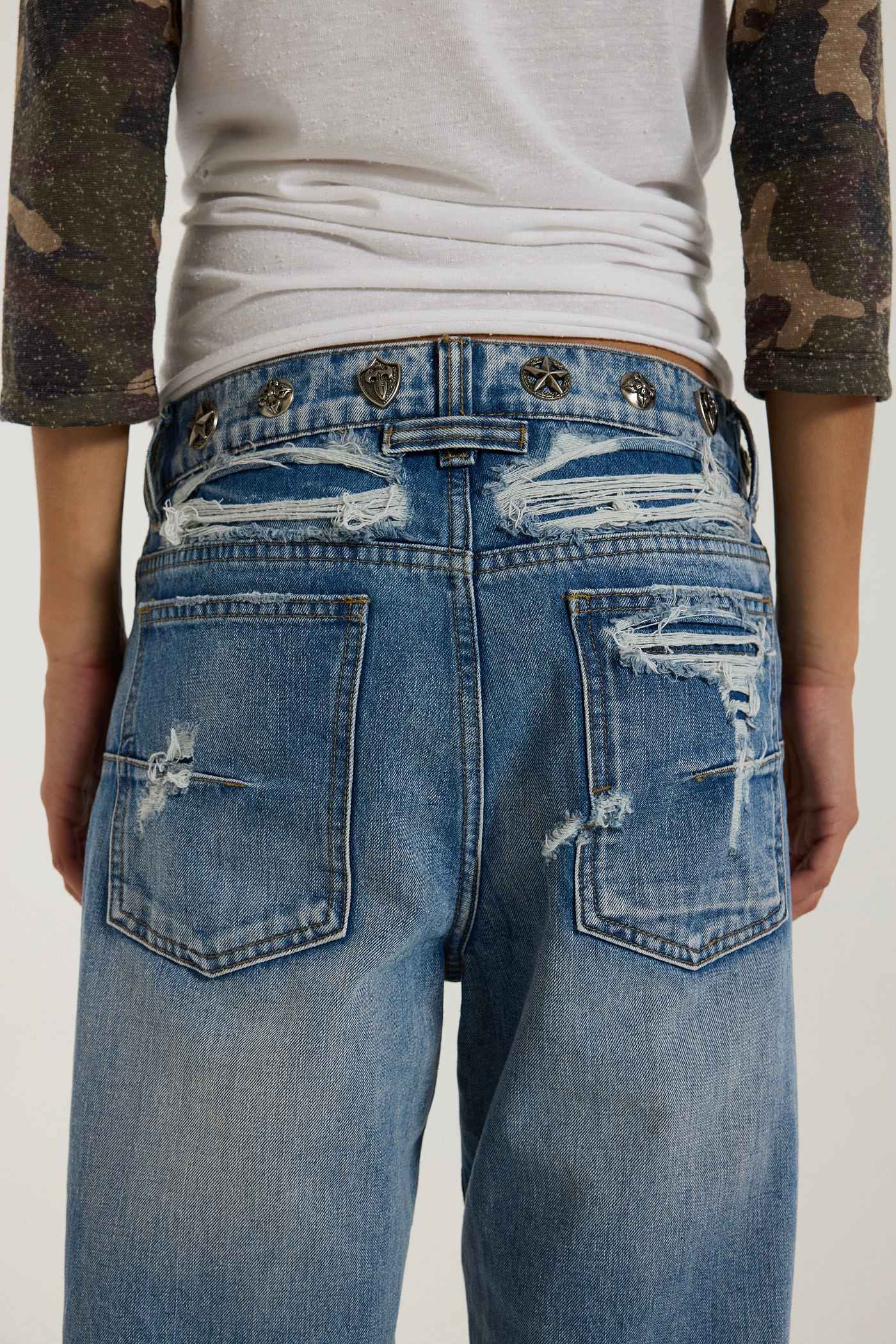 Metal Stud Waistband Muse Jeans