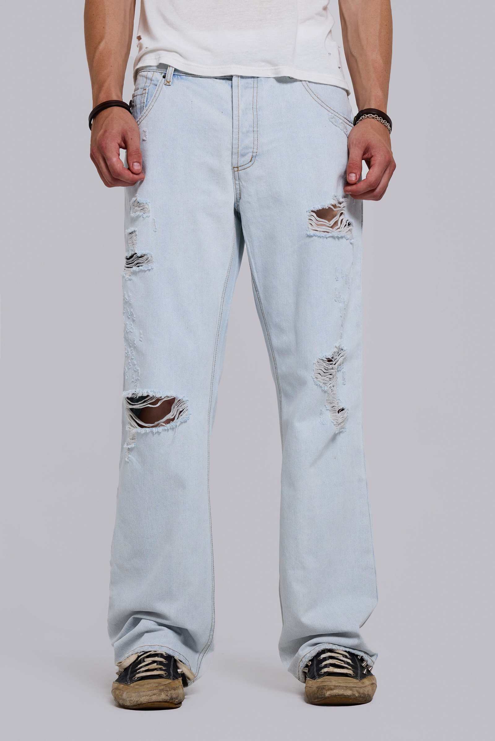 Bleach Straight Leg Distressed Jeans