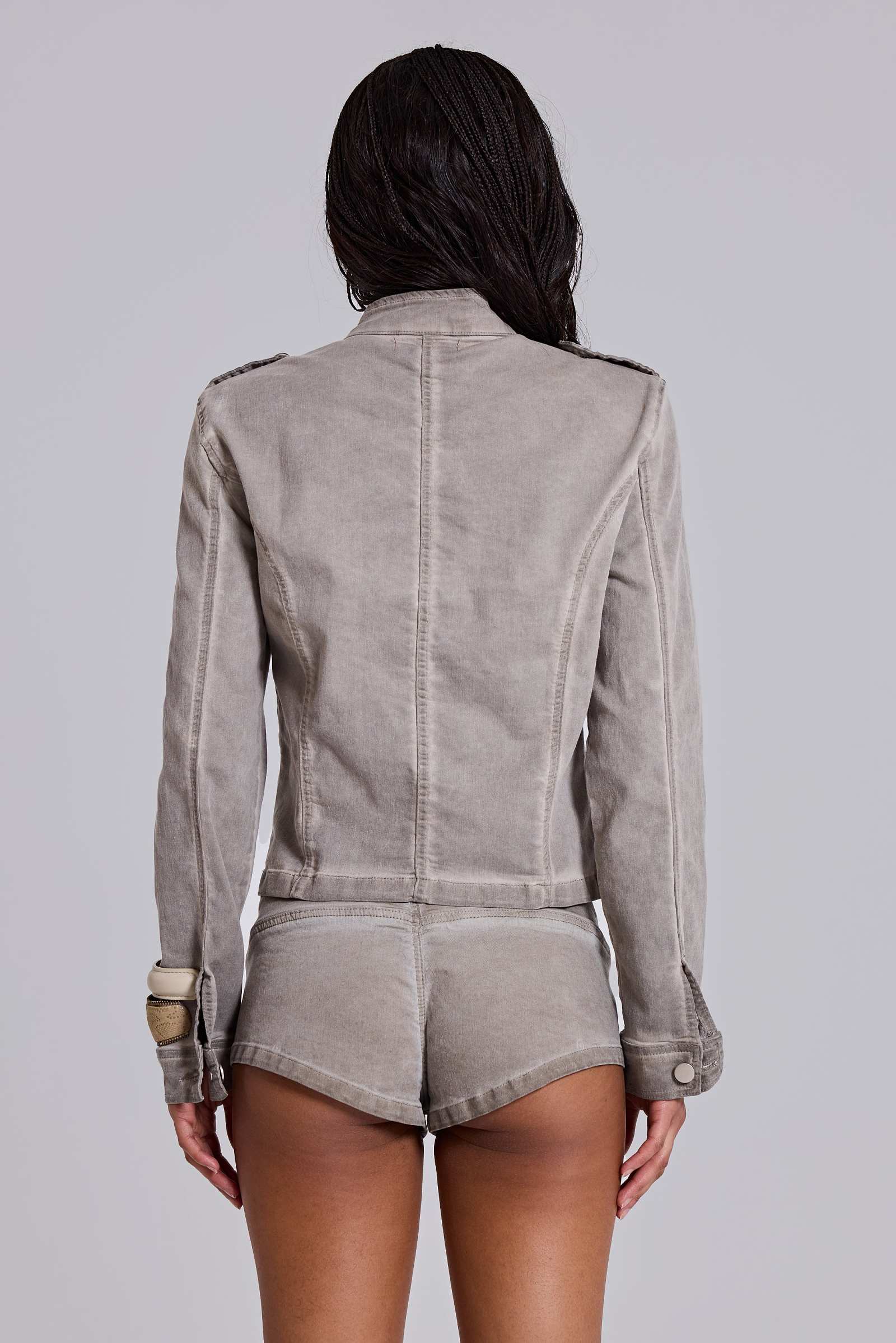 Rebel Military Mini Shorts in Clay