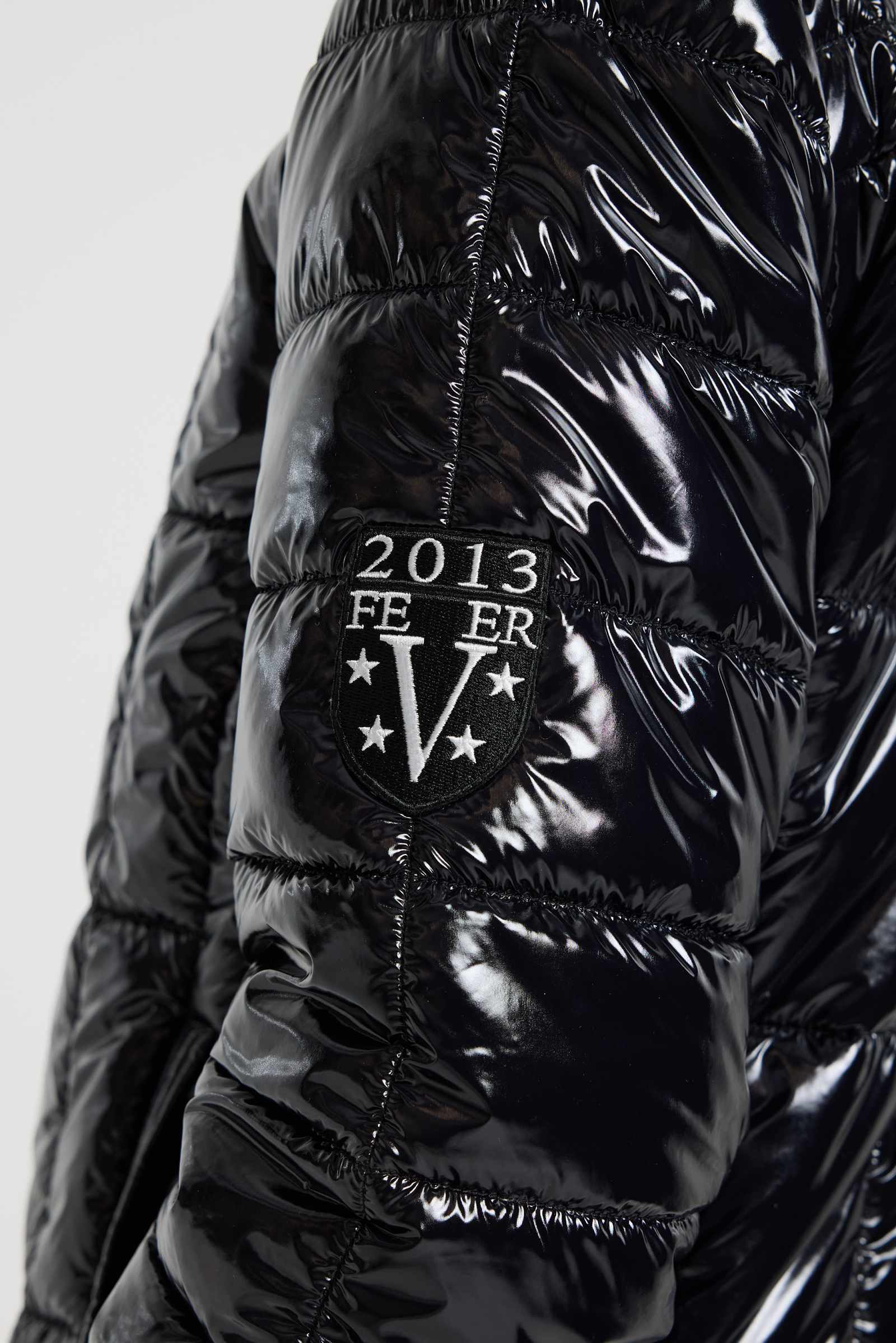 Black Hi Shine Fur Hood Puffer
