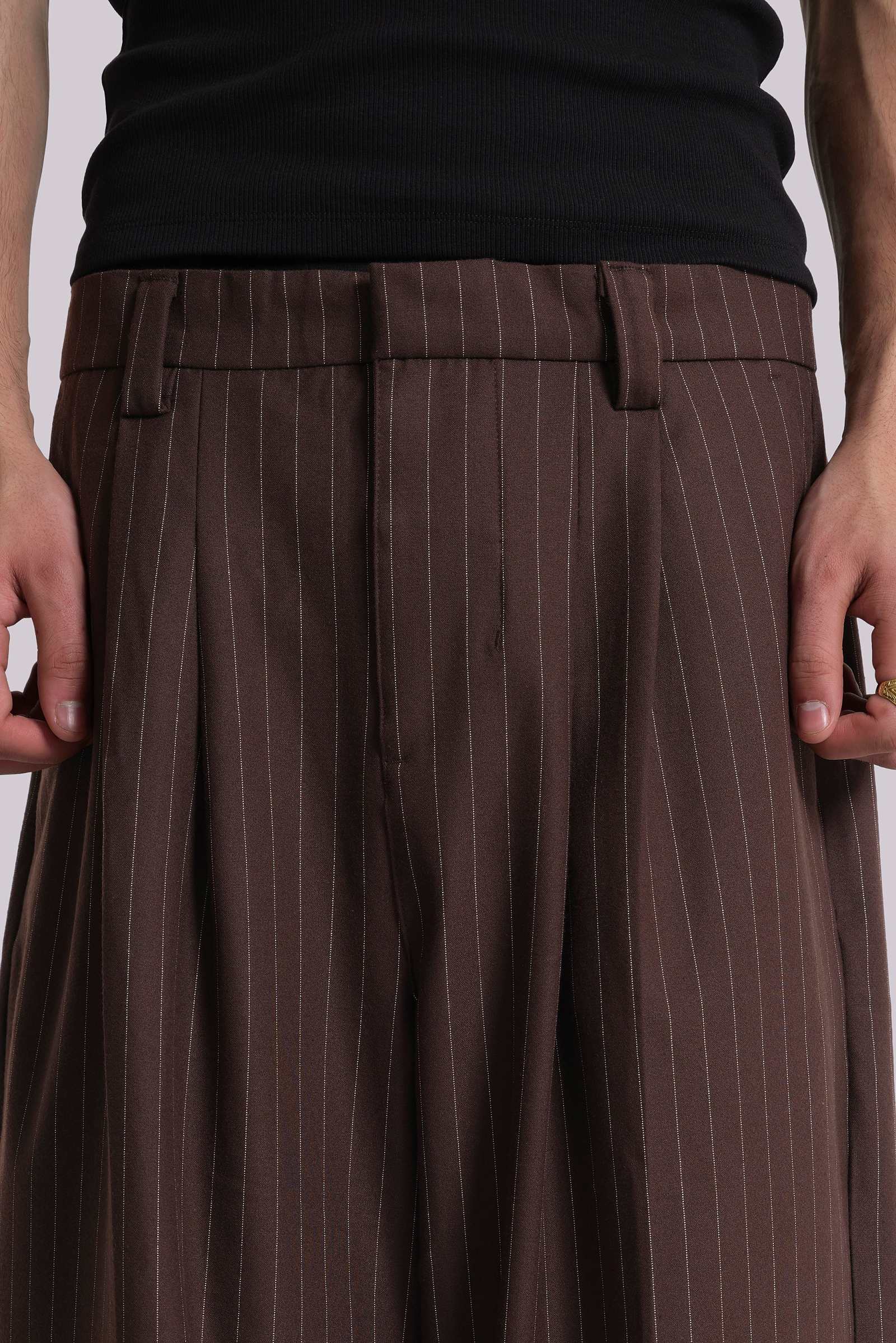 Chocolate Brown Pinstripe Goliath Suit Pants
