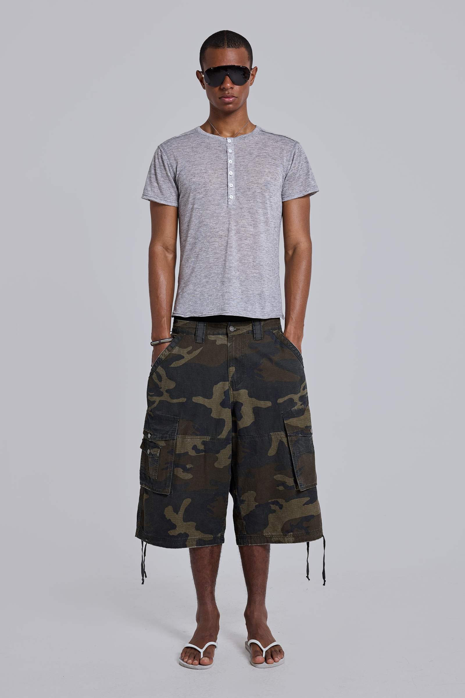Grey Marl Haze Henley T-Shirt