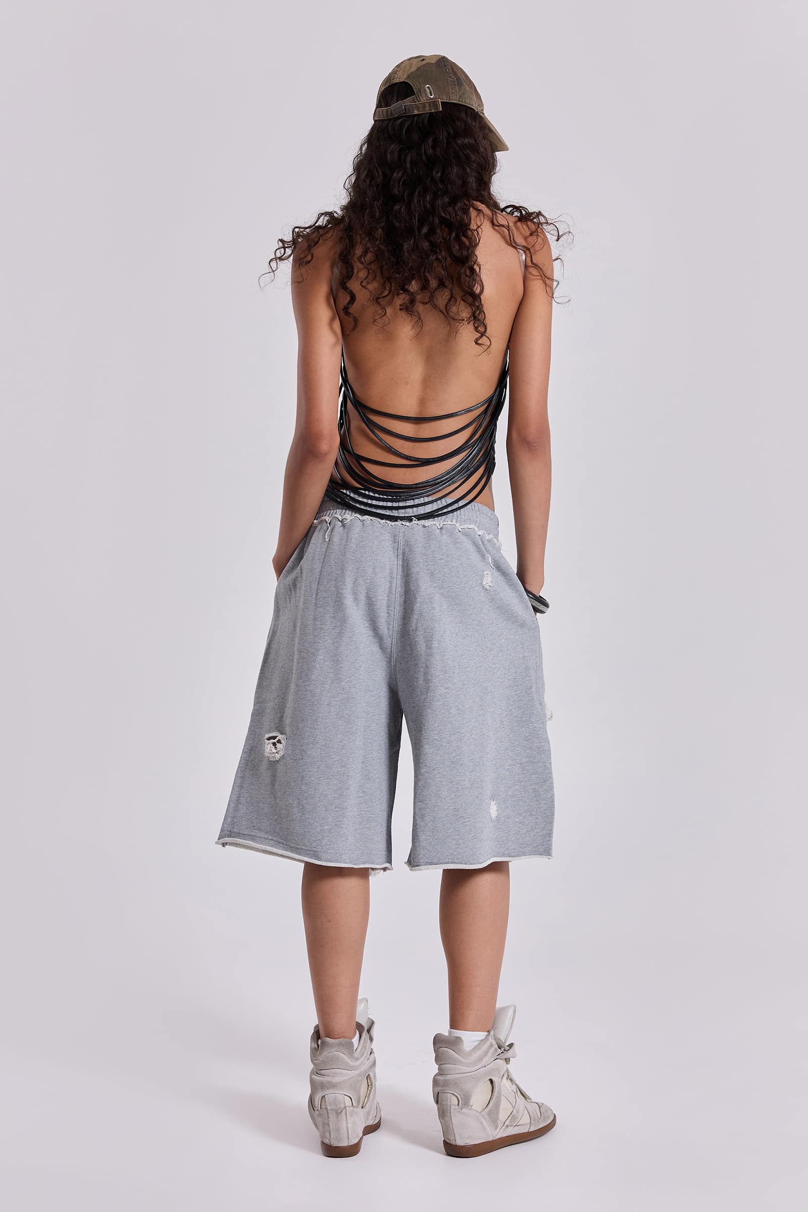 Grey Distressed Monster Shorts