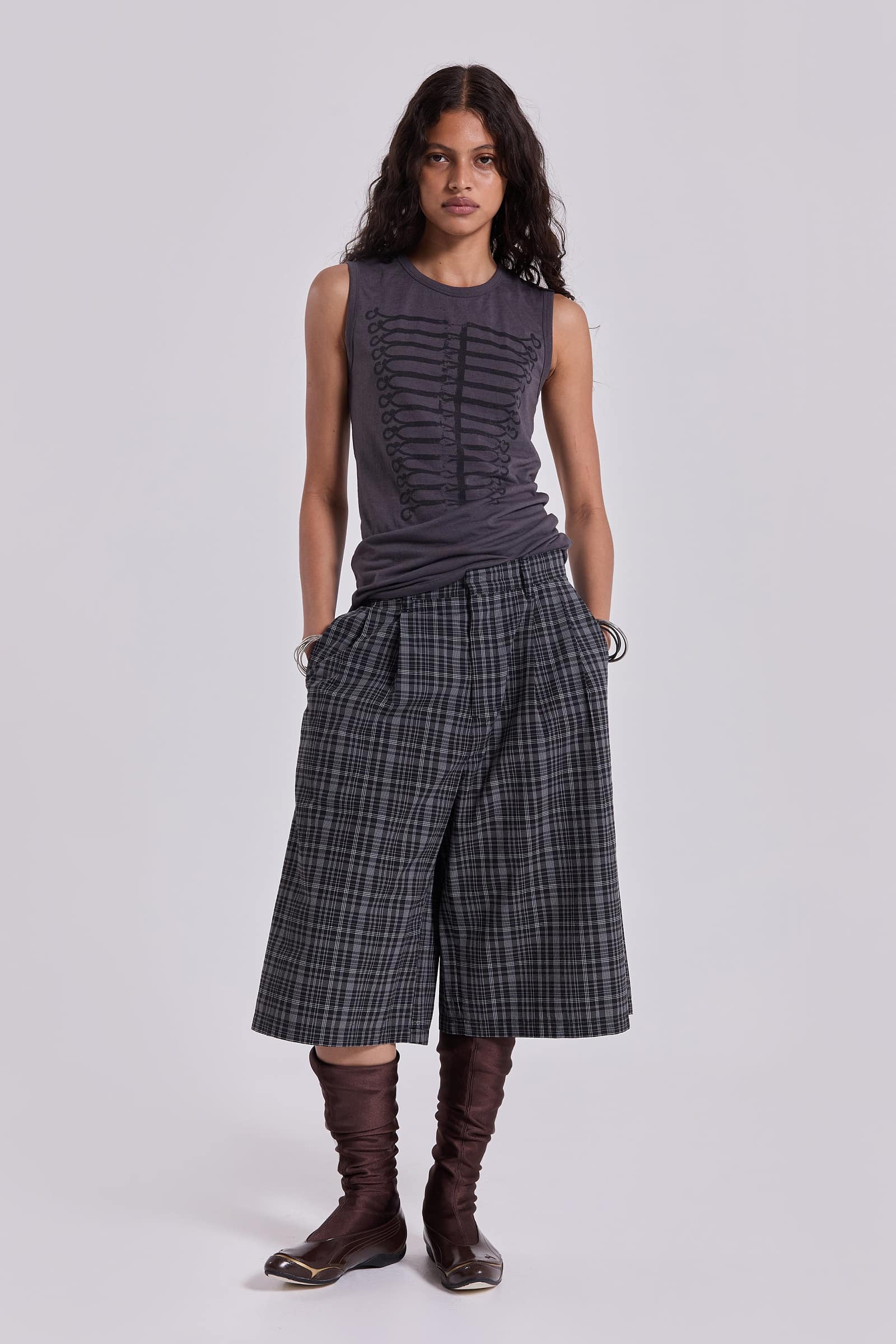 Black Check Jumbo Jorts