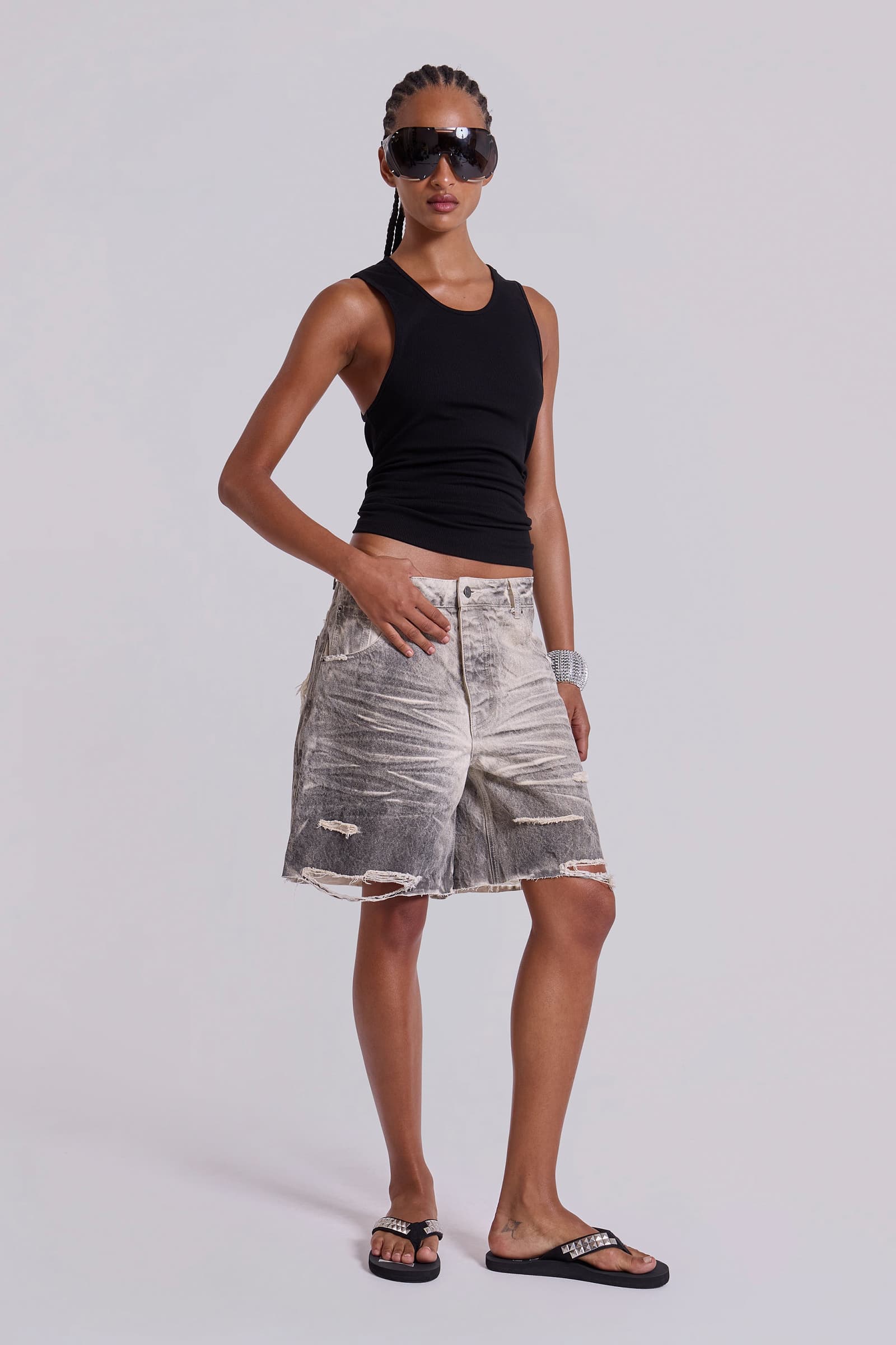 Dirty Studded Glasto Shorts