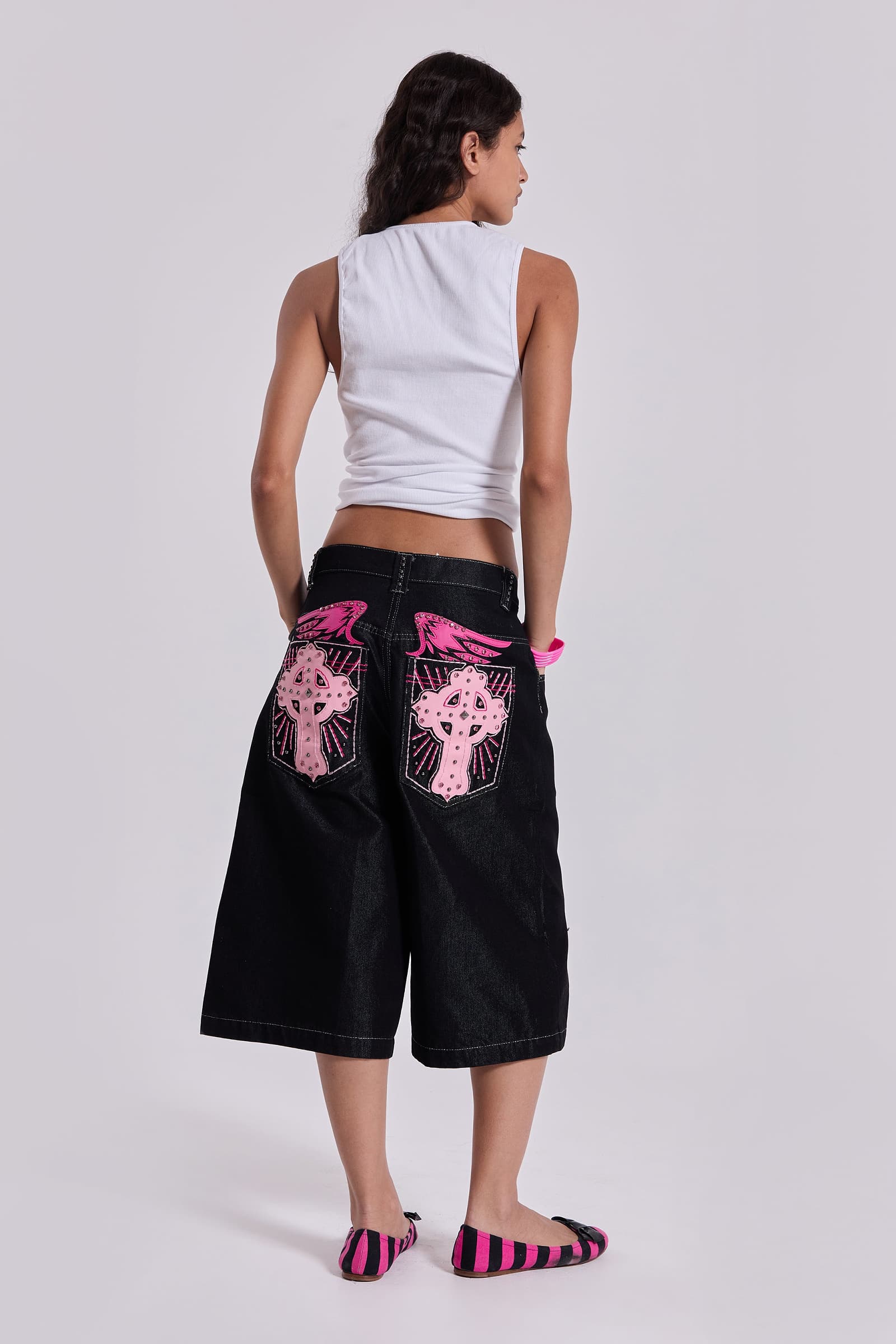 Pink Sapphire Cross Colossus Jorts