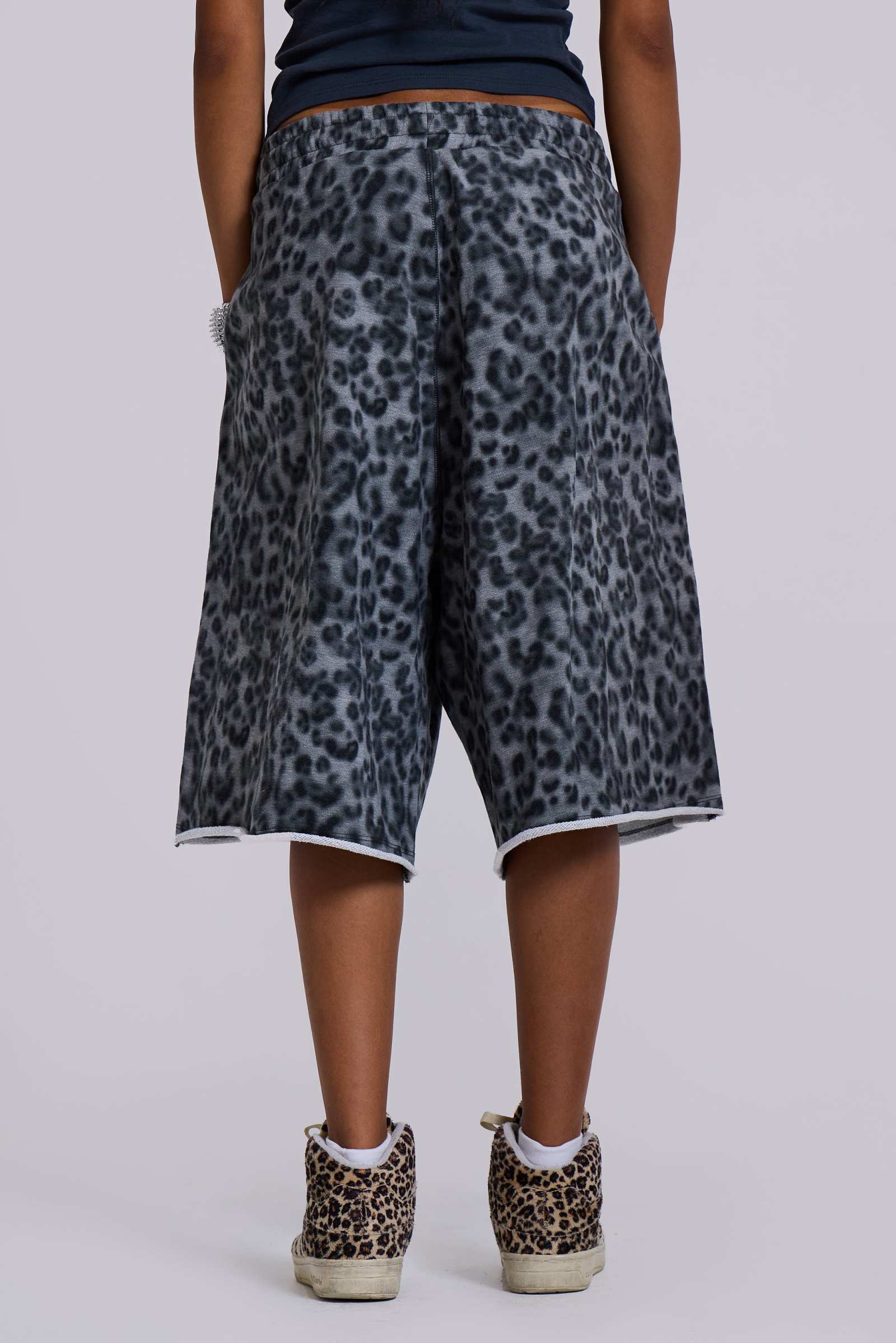 Airbrush Grey Leopard Monster Shorts