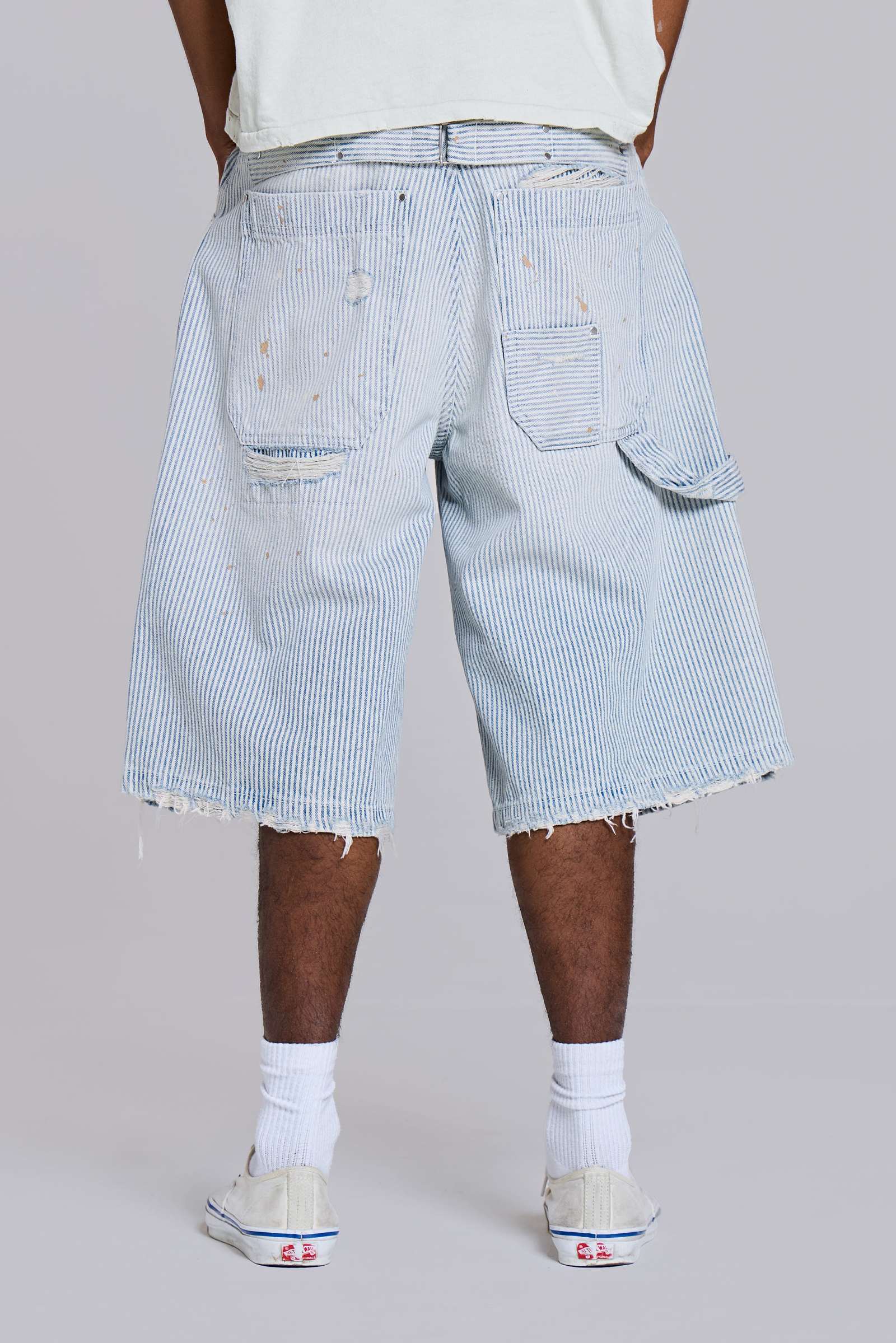 Pinstripe Double Knee Carpenter Jorts