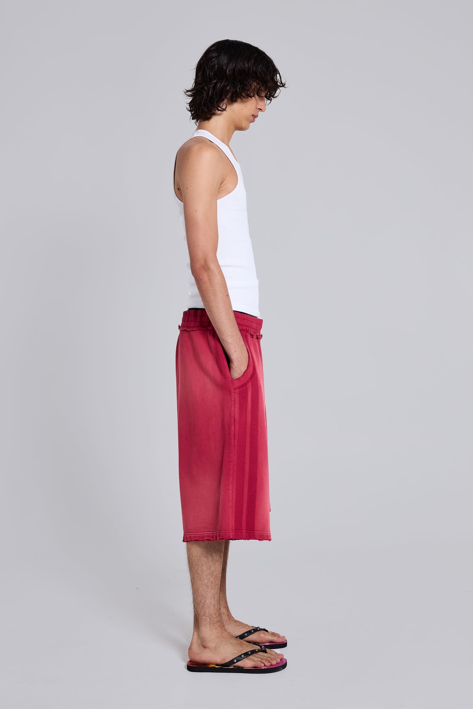 Red Sport Stripe Monster Jogger Shorts