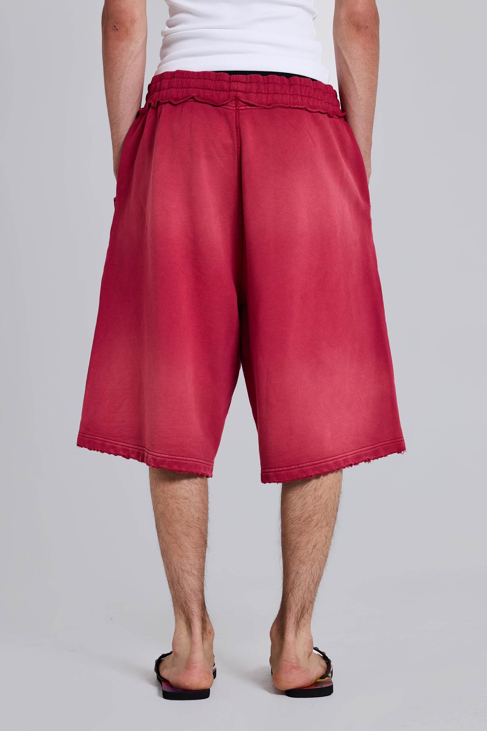 Red Sport Stripe Monster Jogger Shorts