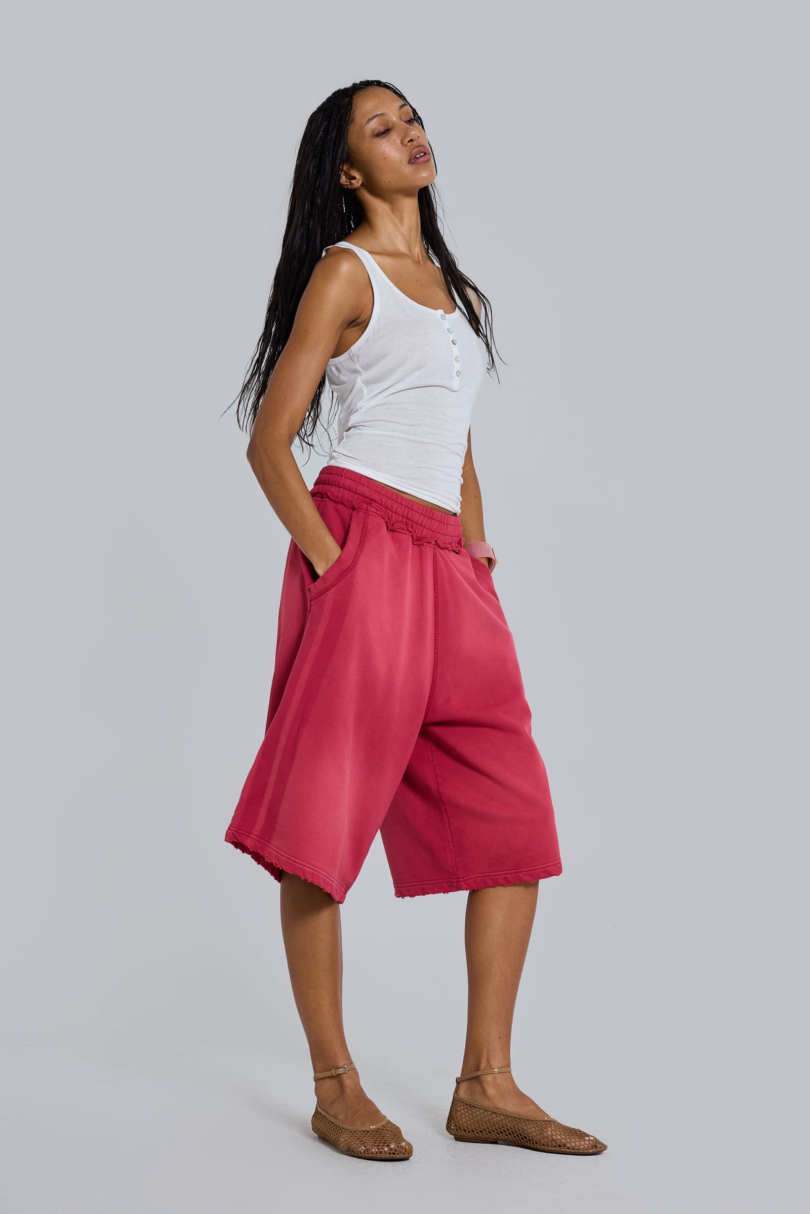 Red Sport Stripe Monster Jogger Shorts