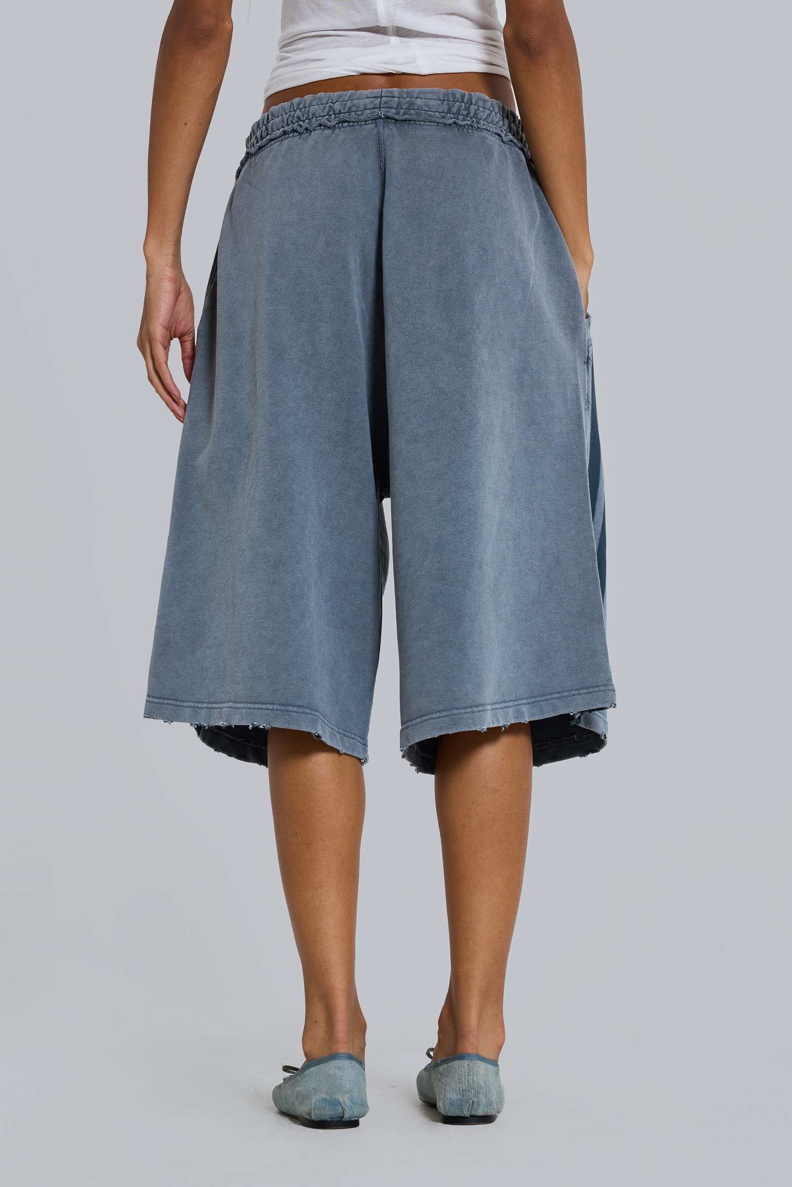 Washed Grey Sporty Stripe Monster Jogger Shorts