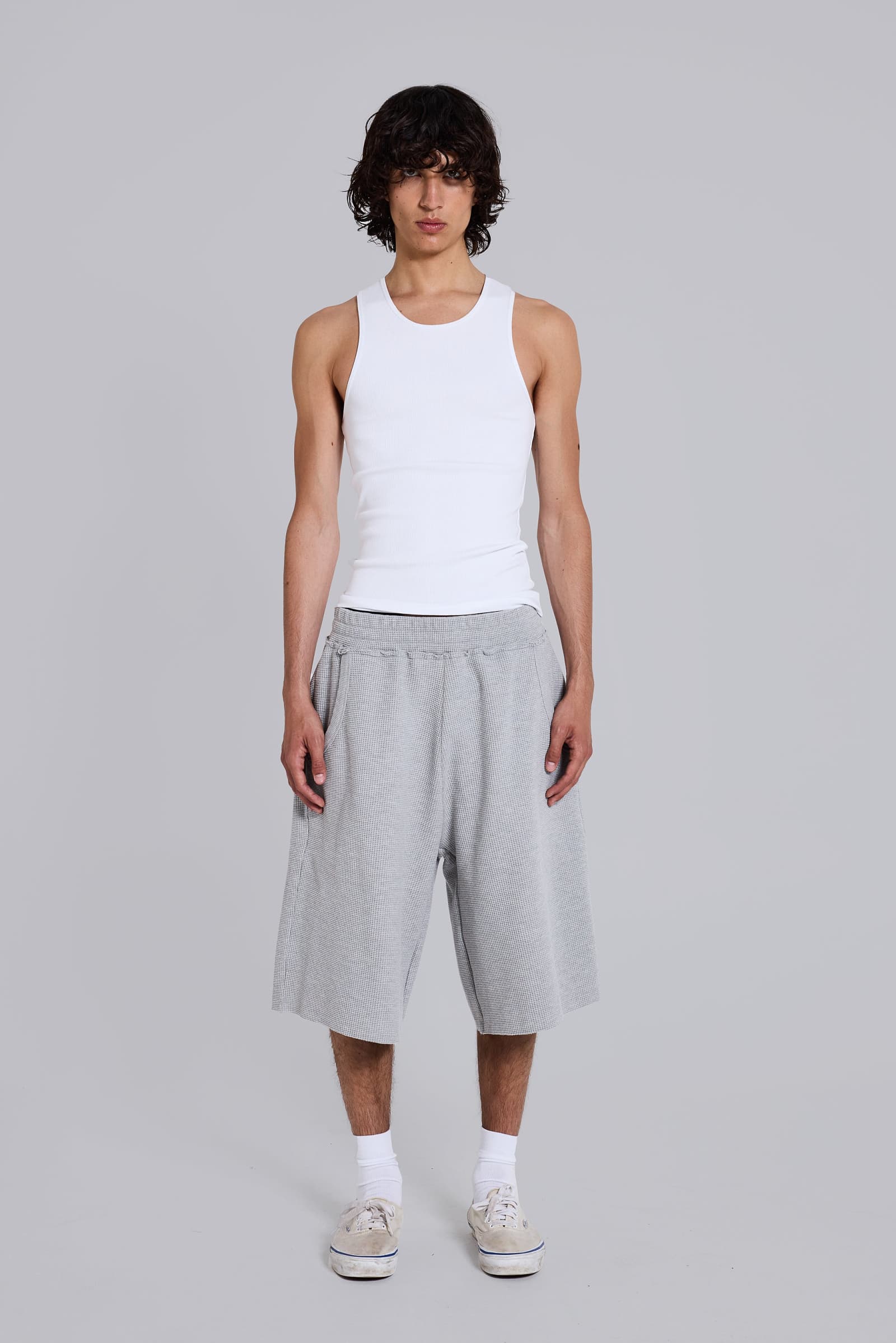 Grey Marl Waffle Monster Jogger Shorts